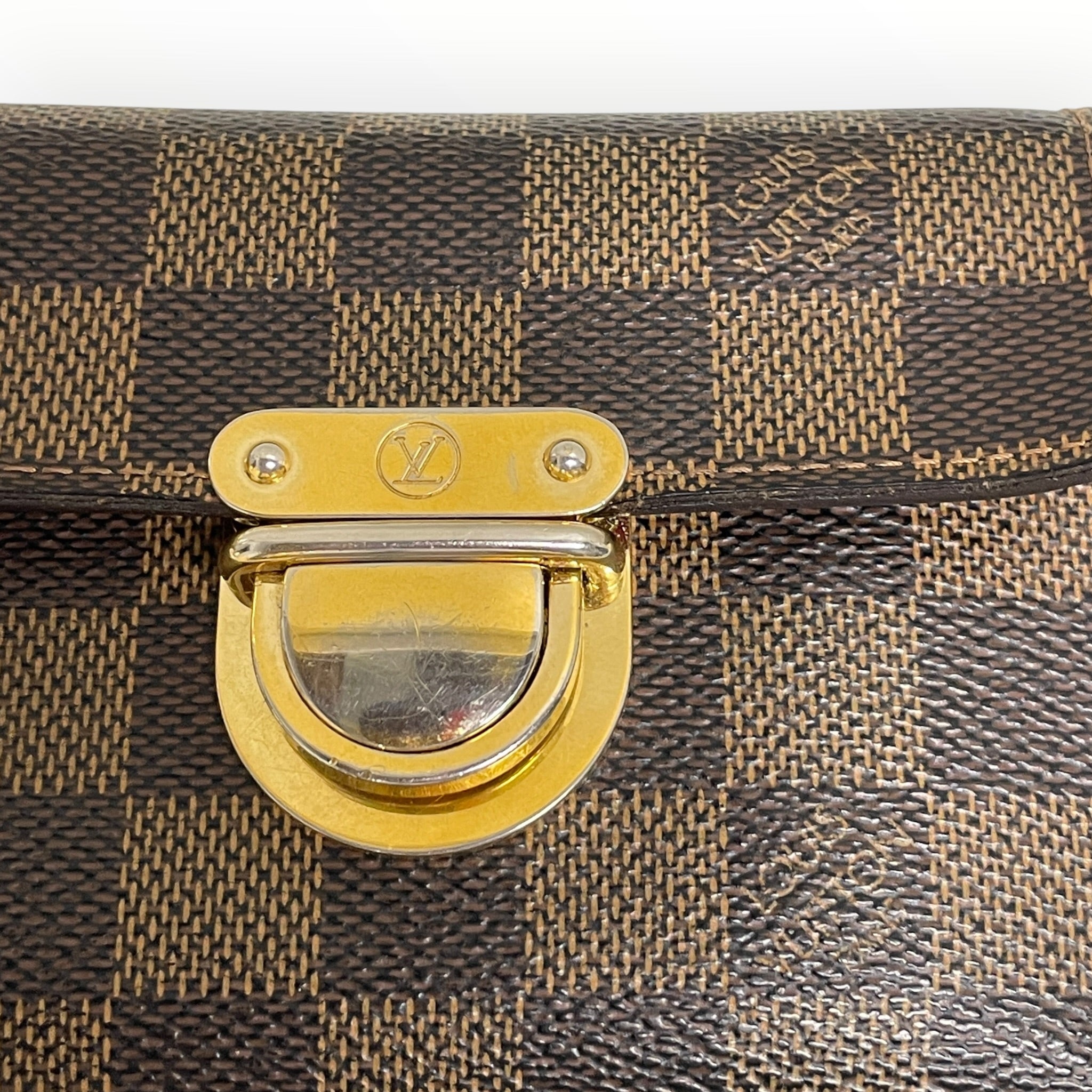 LOUIS VUITTON/Wallet/Gingham Check/Leather/BRW/L's/9JDCVH8/GOLD CLASP/CHECKER view 4