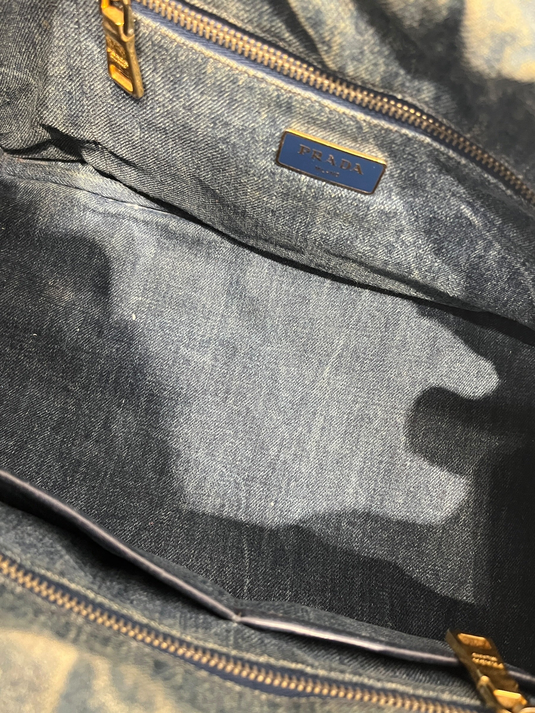 PRADA/Hand Bag/Cotton/IDG/Soft Denim Bag view 4