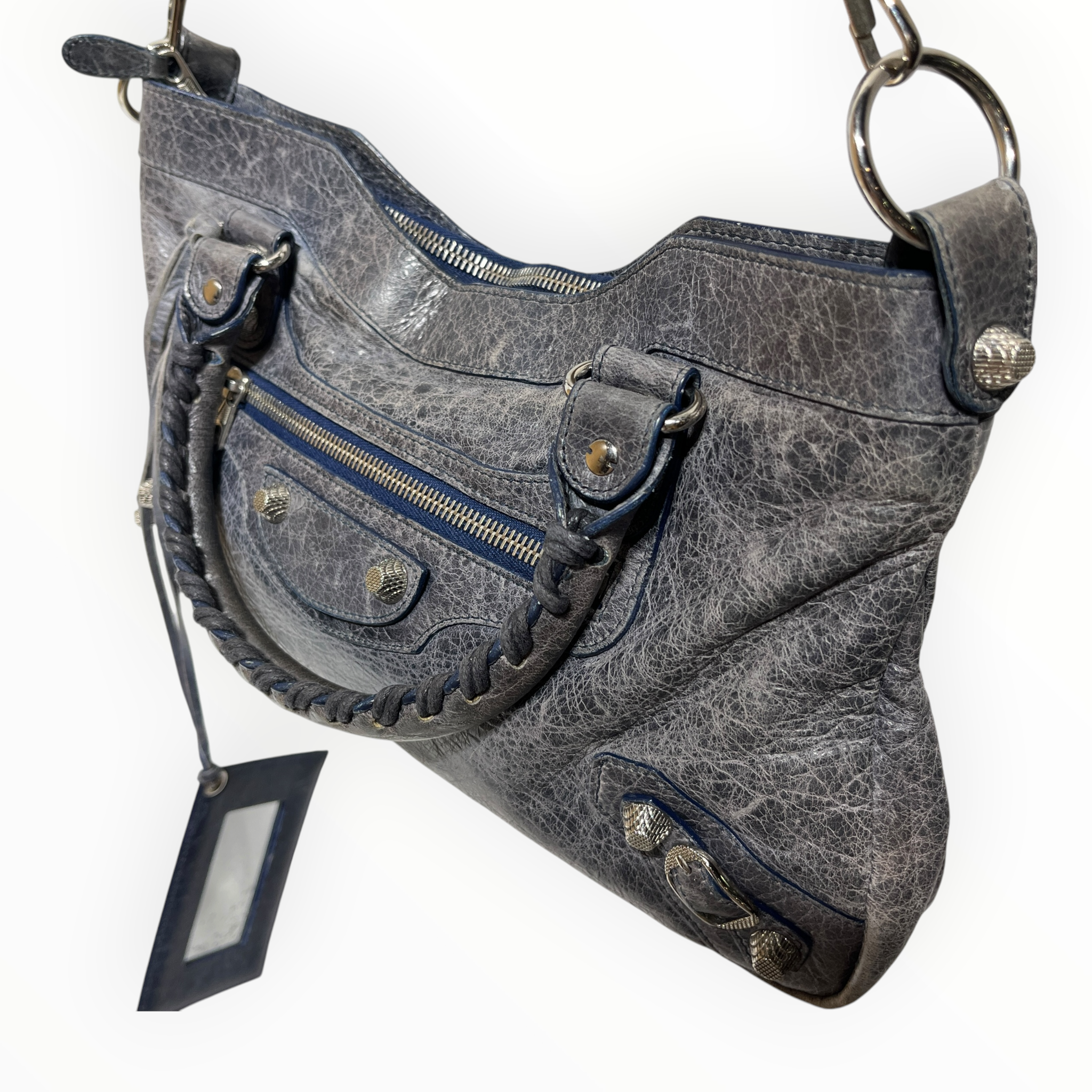BALENCIAGA/Cross Body Bag/Leather/GRY/MOTO CITY BAG view 5