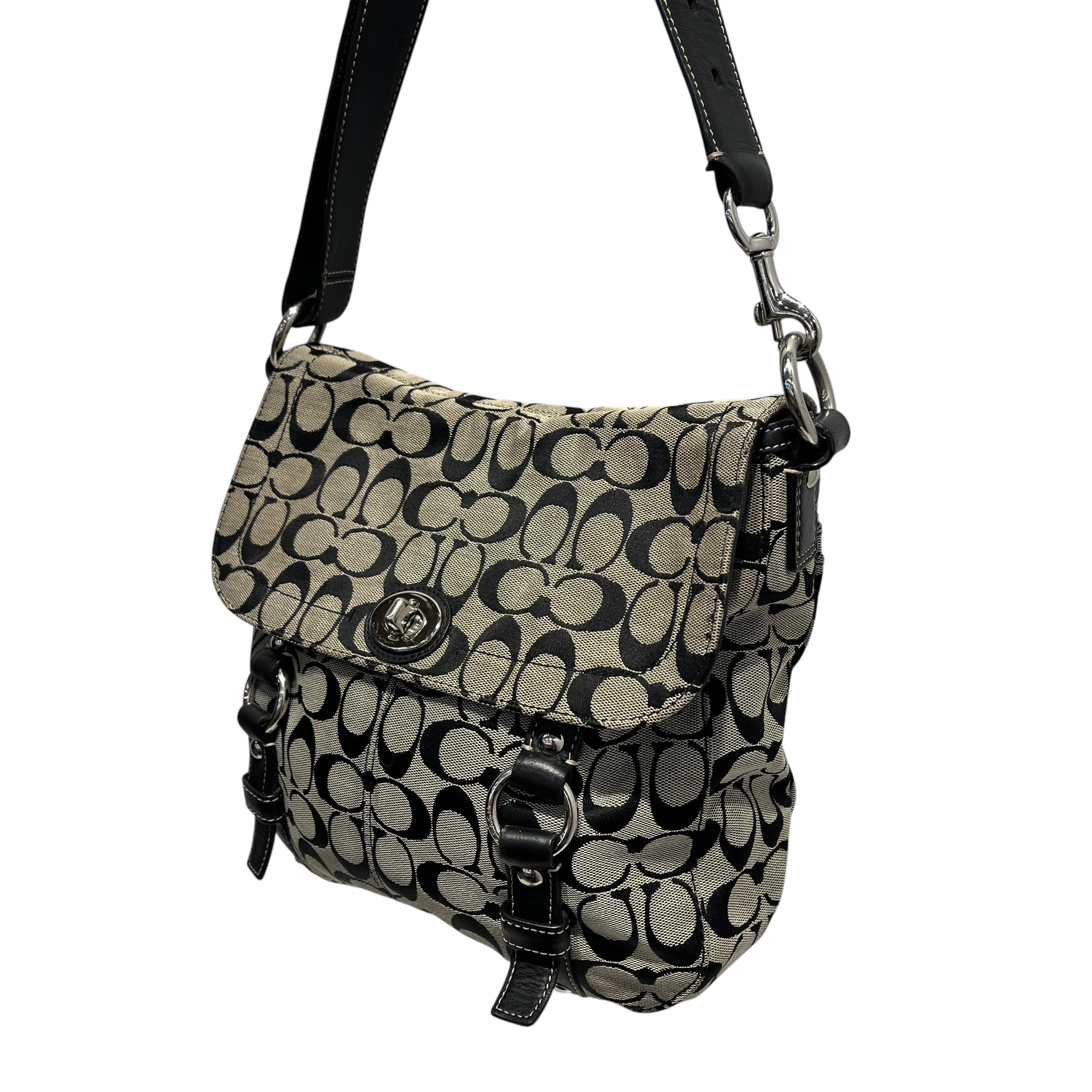 COACH/Hand Bag/All Over Print/Leather/BLK/signature chelsea messenger view 7