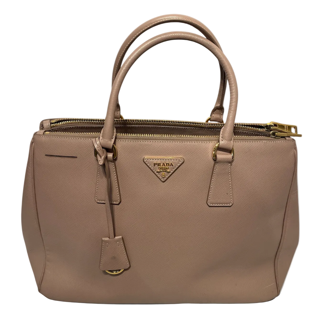 PRADA/Hand Bag/Leather/BEG/Saffian tote W/strap view 1
