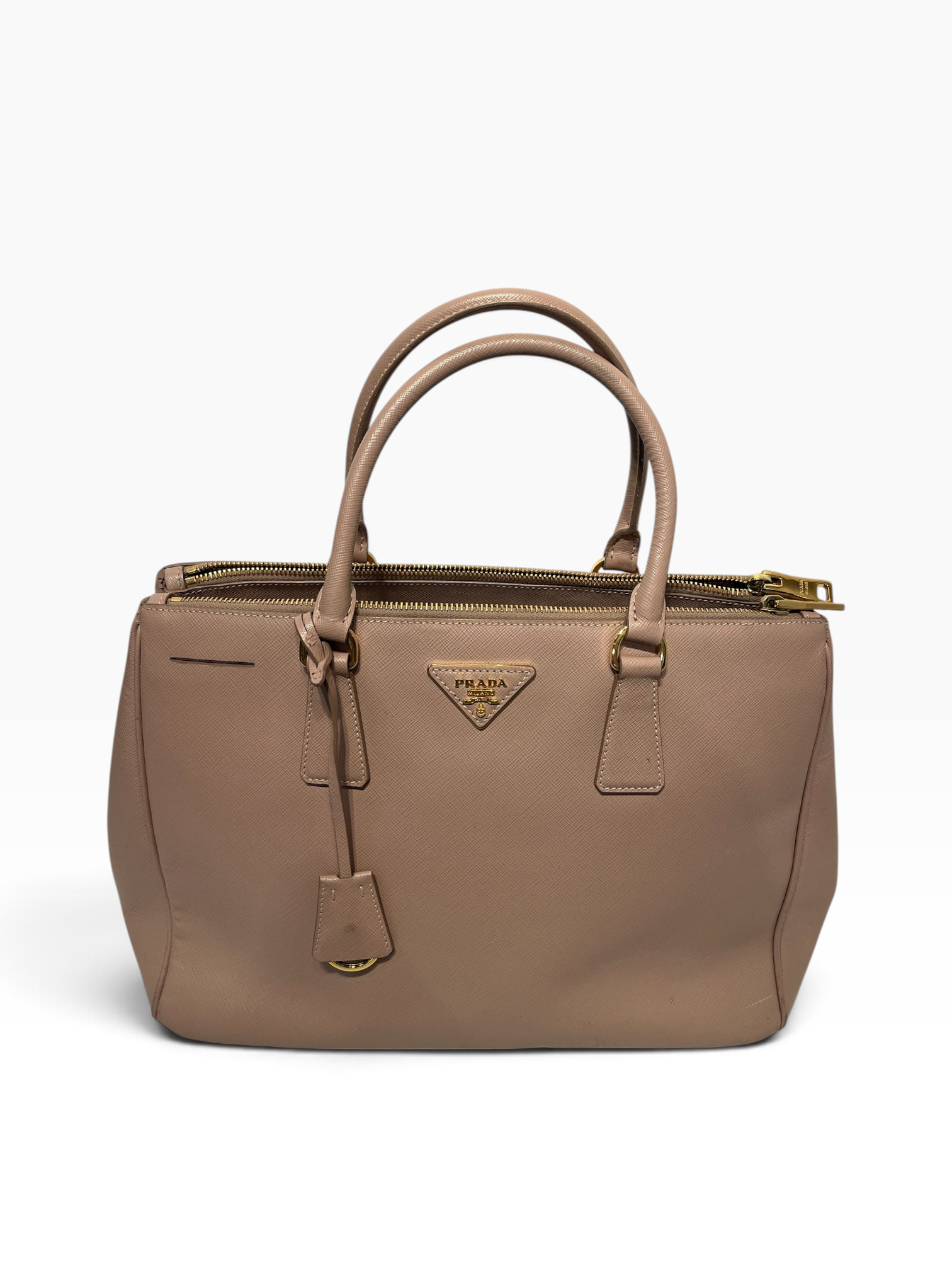 PRADA/Hand Bag/Leather/BEG/Saffian tote W/strap view 2