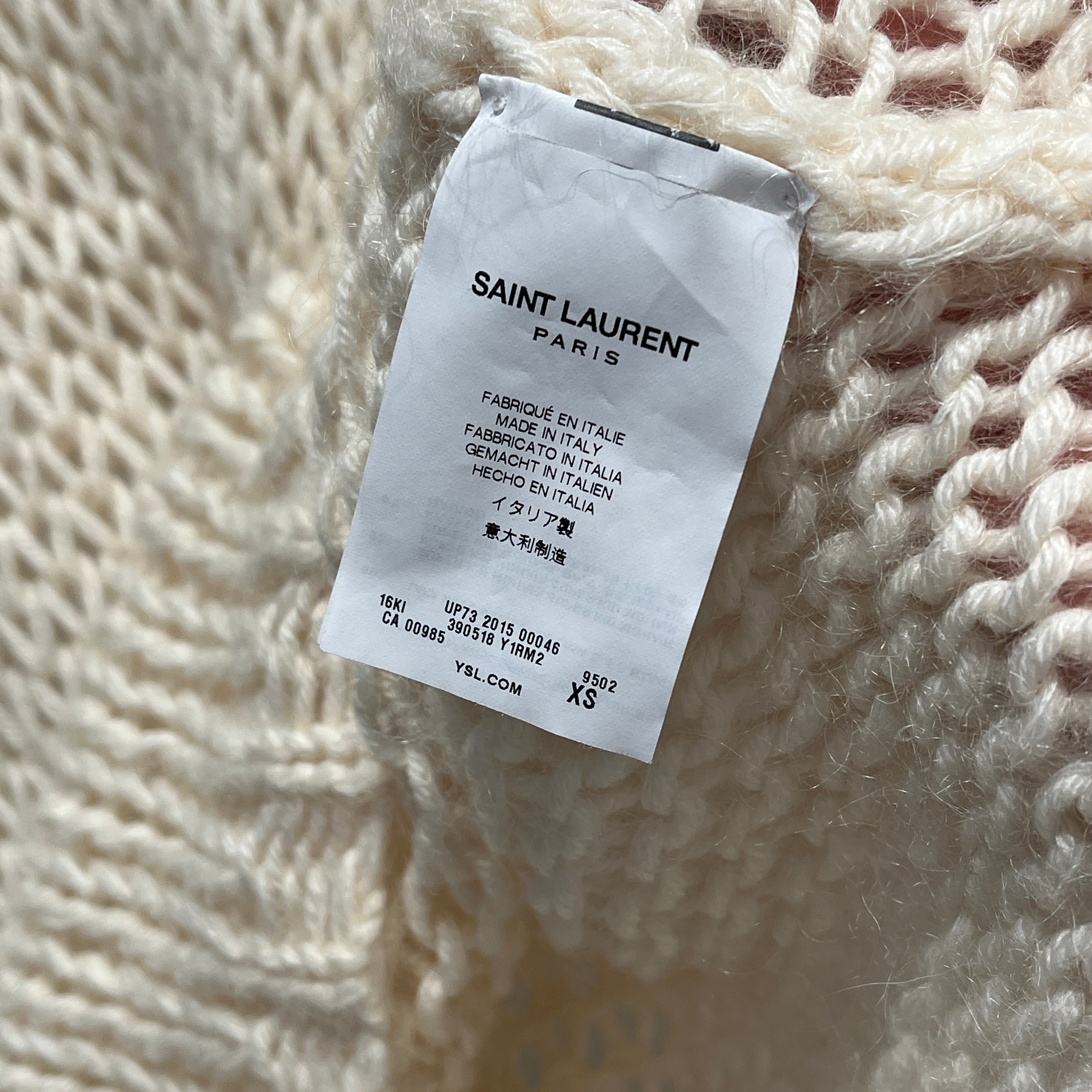 SAINT LAURENT/Sweater/XS/Mohair/CRM/Pullover/OPEN KNIT view 4