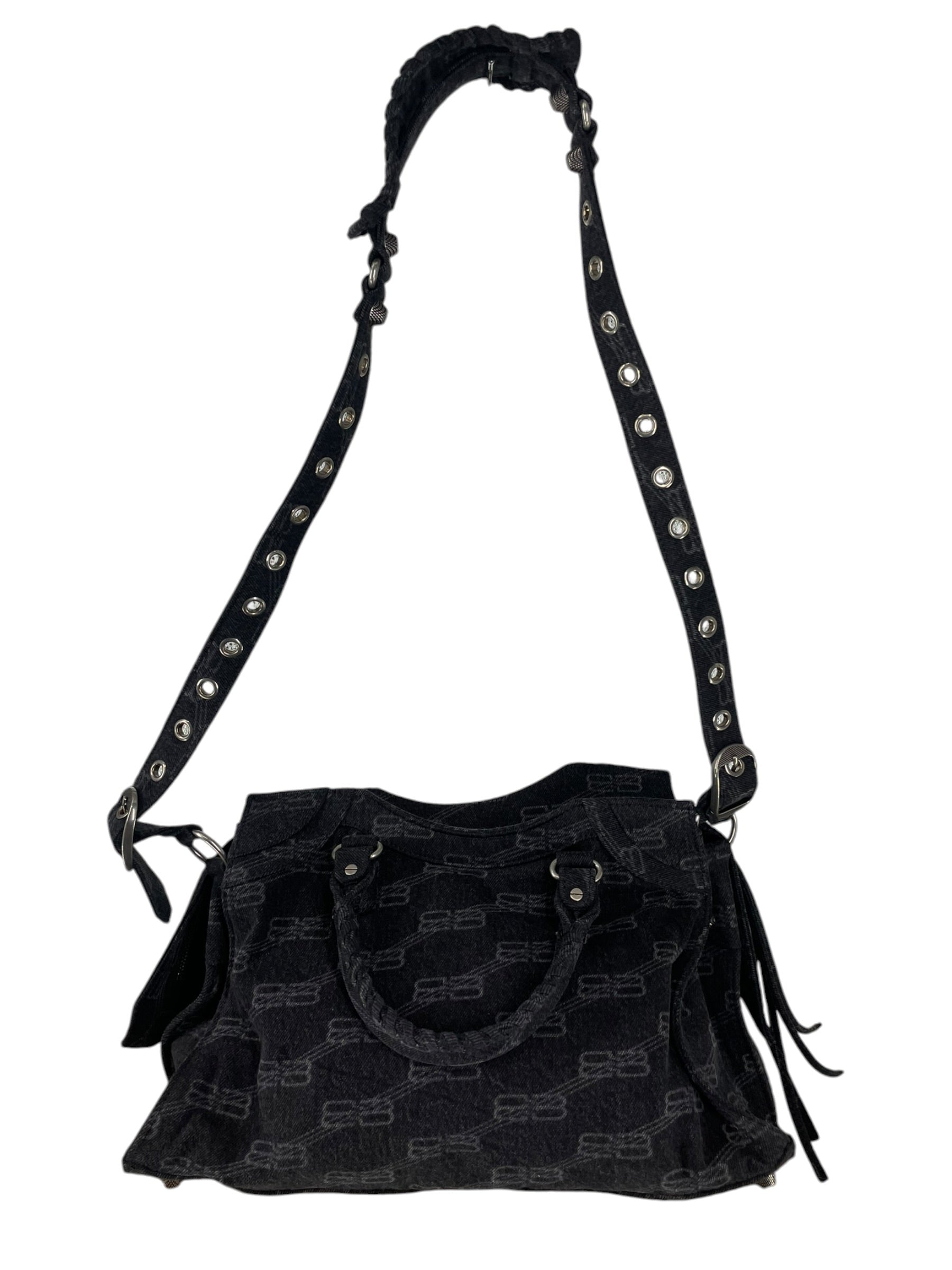 BALENCIAGA/Cross Body Bag/Monogram/Denim/GRY/NEO CITY MONOGRAM DENIM CITY view 2