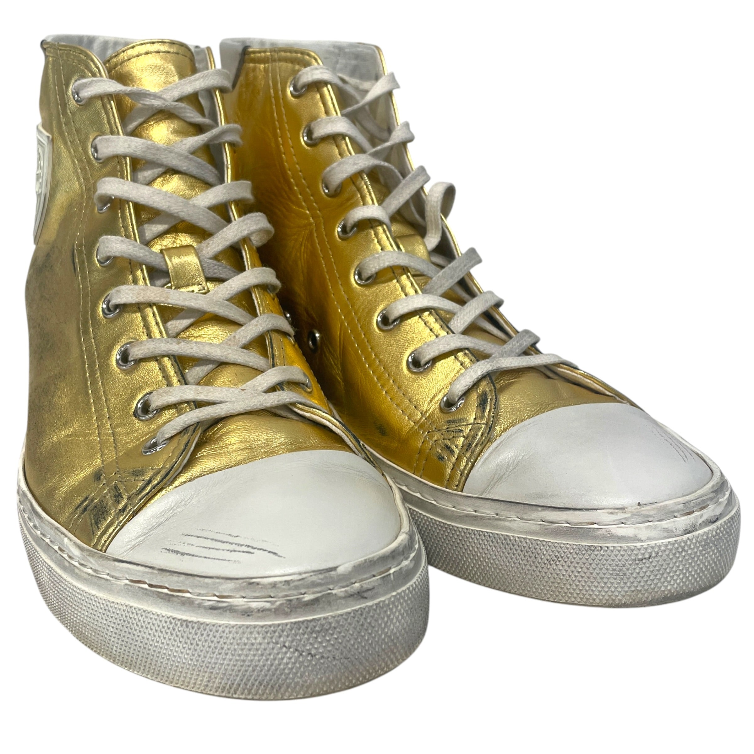 SAINT LAURENT/Hi-Sneakers/EU 42/Leather/GLD/Bedford Distressed Gold view 1