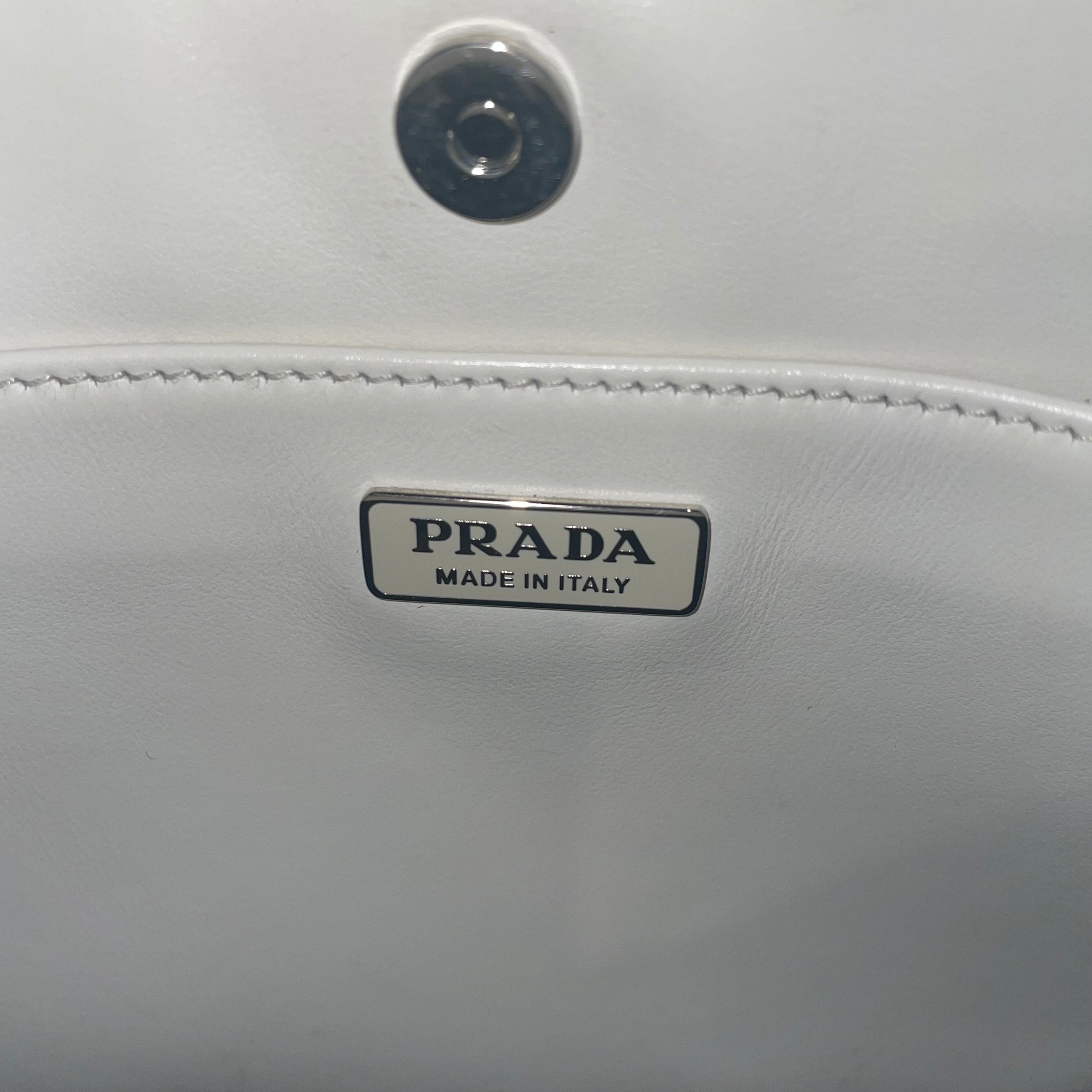 PRADA/Hand Bag/WHT/Enameled Cleo Bag view 4