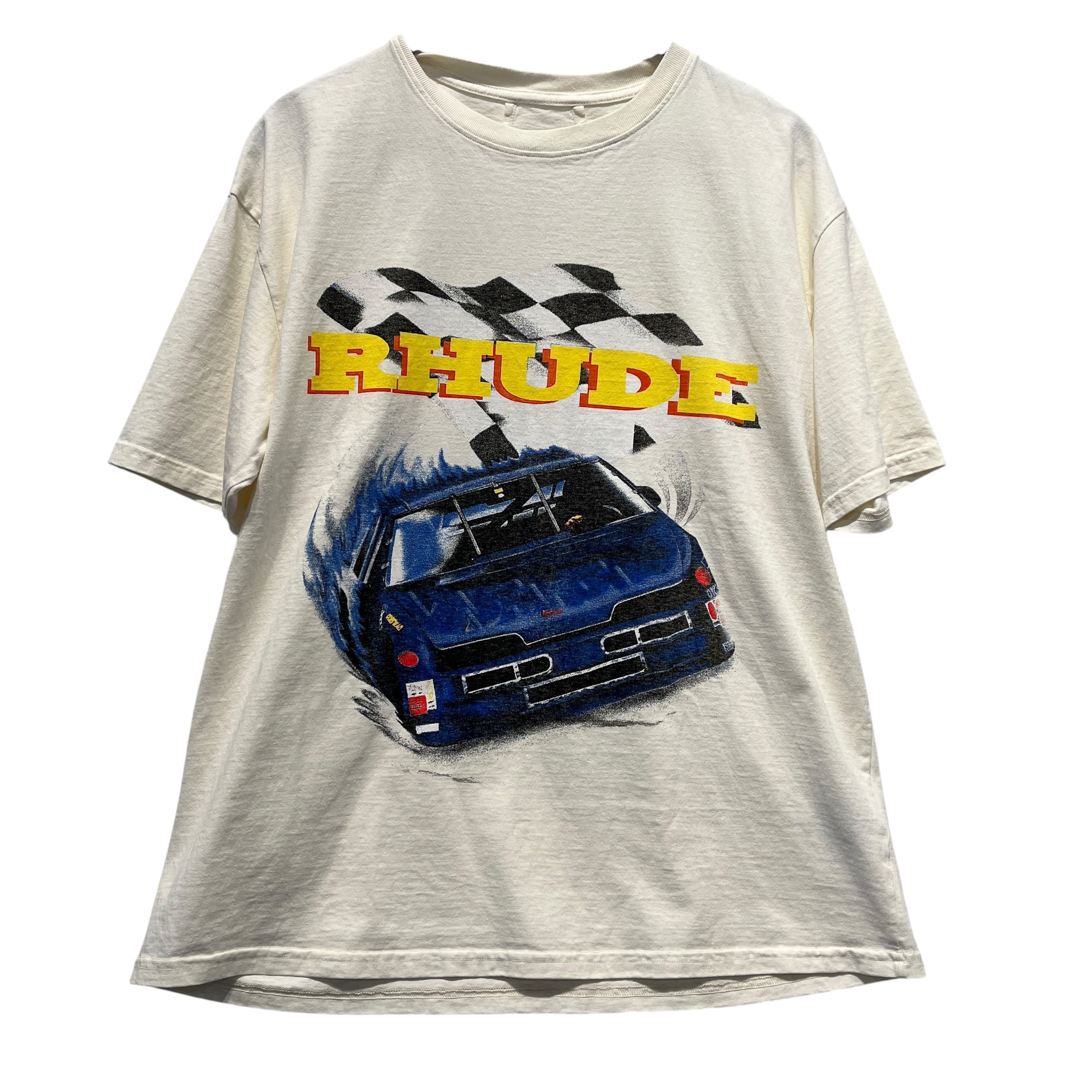 RHUDE/T-Shirt/M/Cotton/WHT/race car view 1