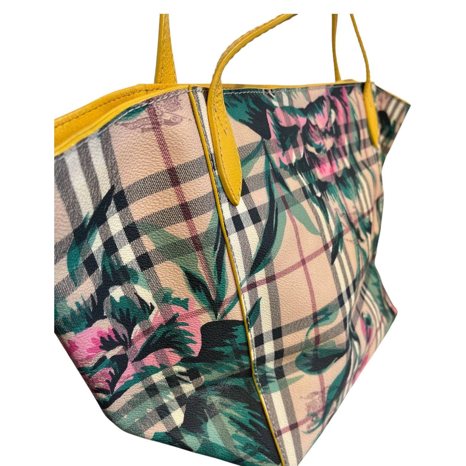 BURBERRY/Tote Bag/Plaid/Leather/BEG/haymarket floral check view 3