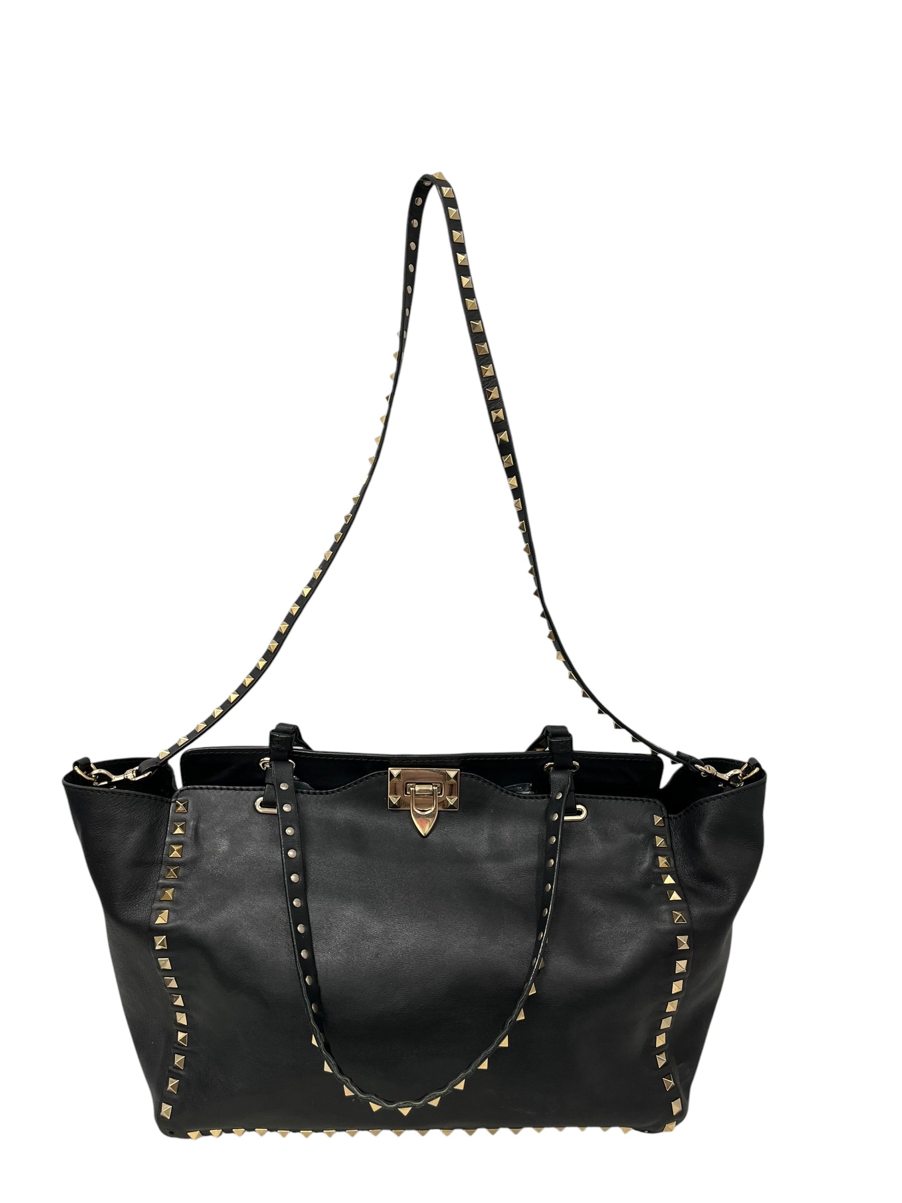 VALENTINO GARAVANI/Hand Bag/Leather/BLK/ROCKSTUD LEATHER HANDBAG view 1
