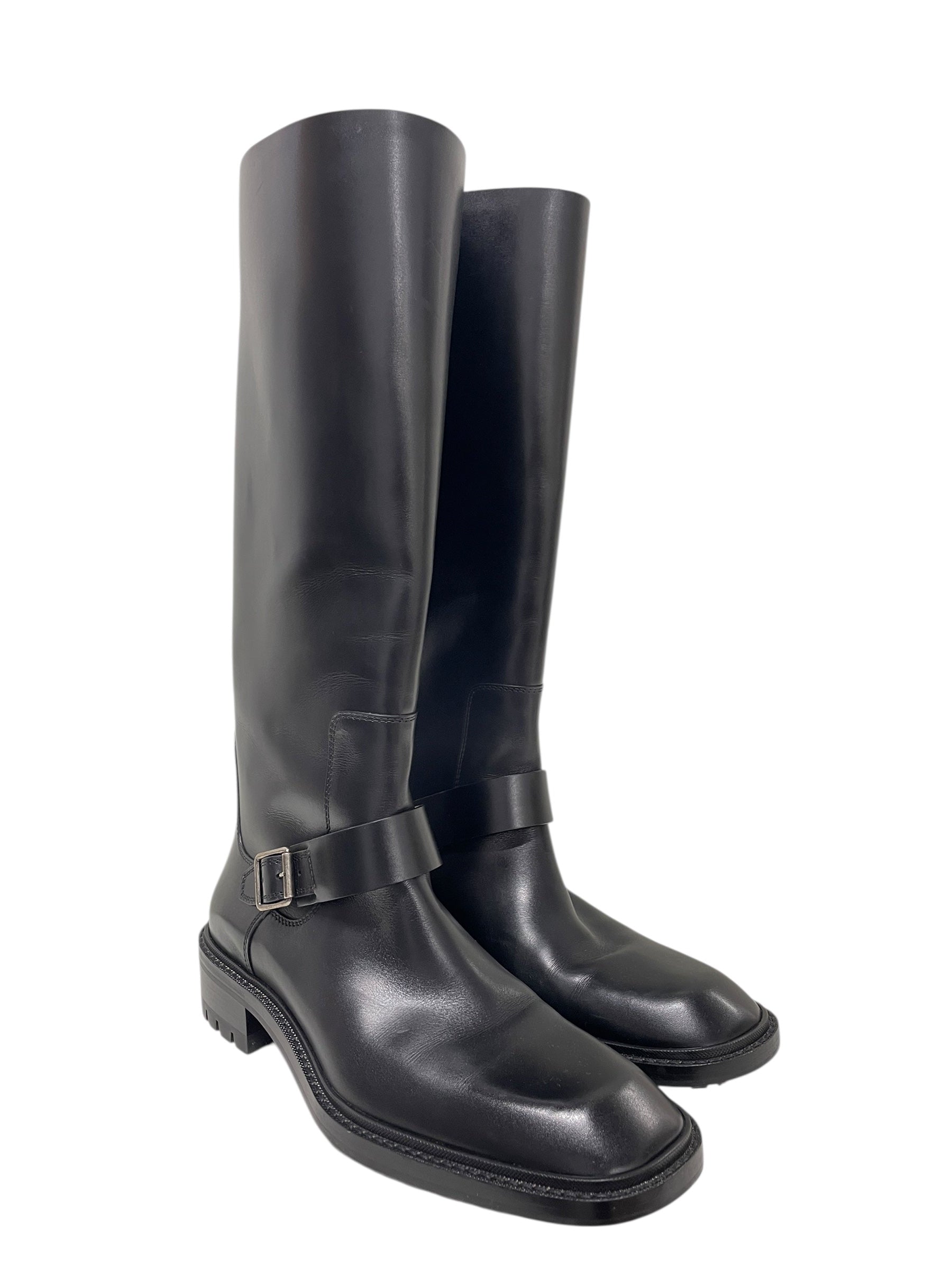 SAINT LAURENT/Long Boots/EU 43/BLK/silver buckle view 1