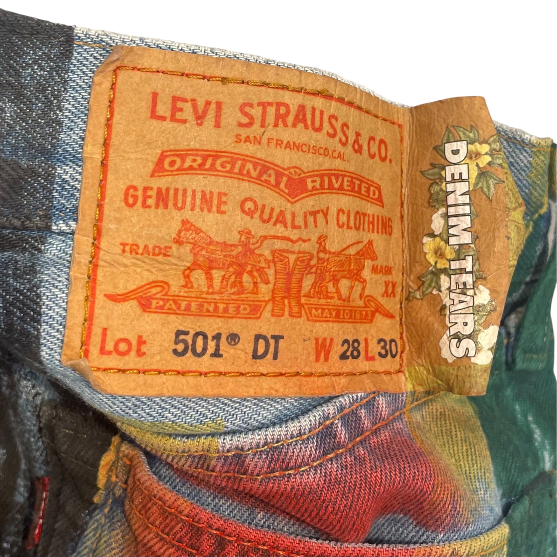 DENIM TEARS/Straight Pants/28/Denim/MLT/All Over Print/JAMAICAN FLAG COLORS view 3