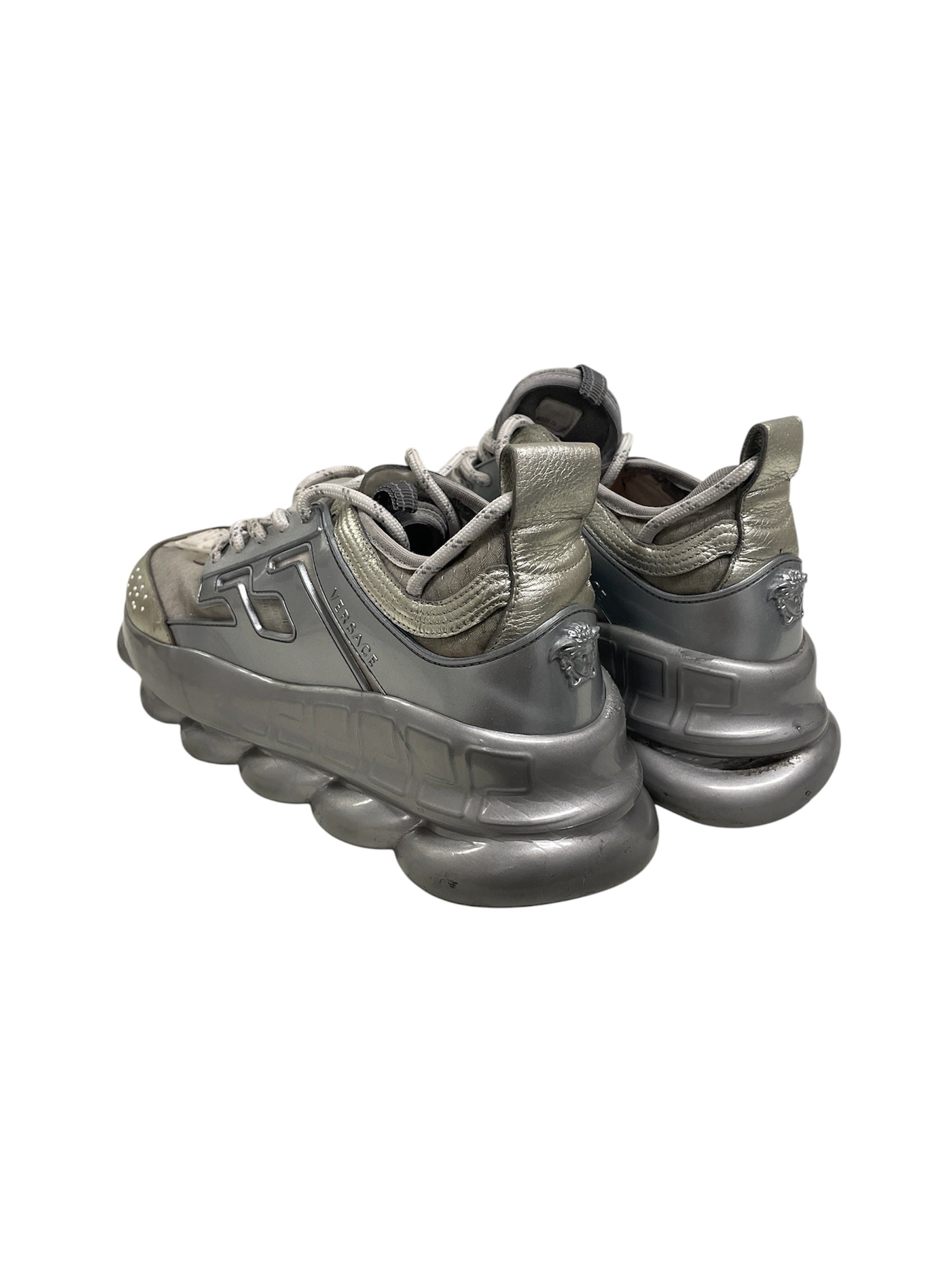 VERSACE/Low-Sneakers/EU 44/Polyester/SLV/chain reaction leather view 2