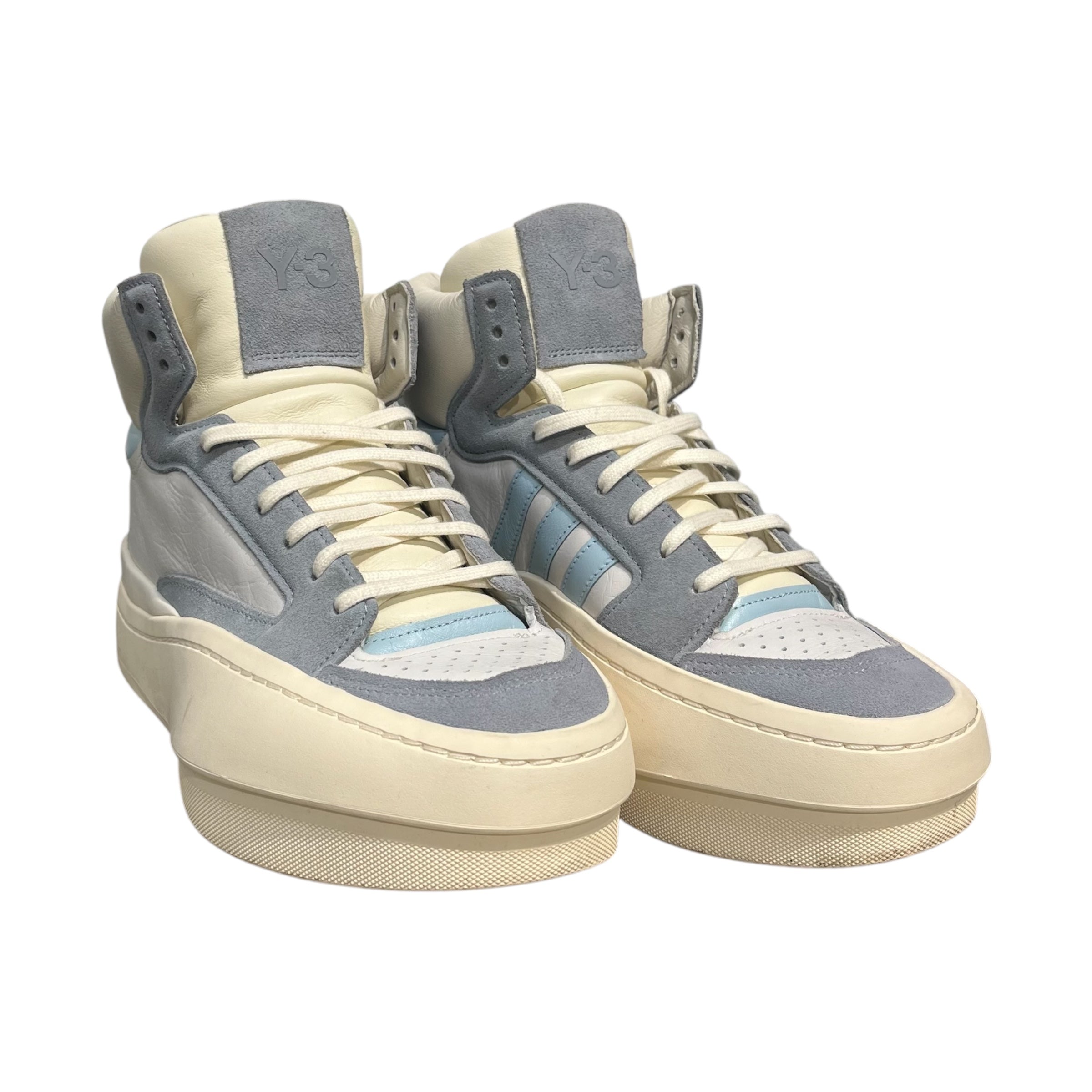 Y-3/Hi-Sneakers/US 9.5/Leather/WHT/CENTENNIAL BLU SUEDE view 1
