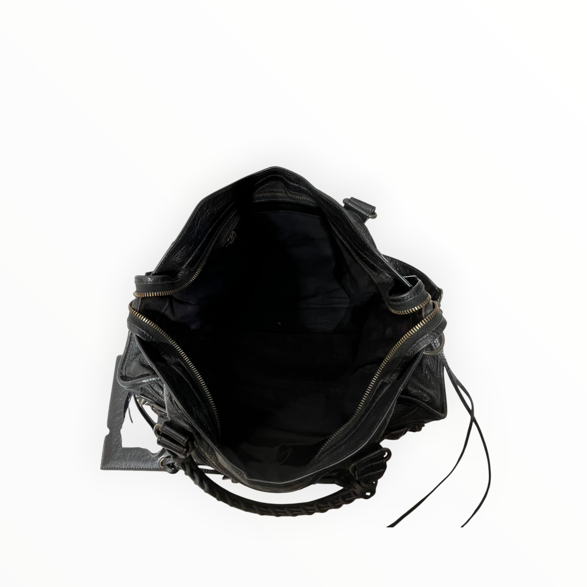 BALENCIAGA/Cross Body Bag/Leather/BLK/CUSTOM HANDLE WRITING view 5