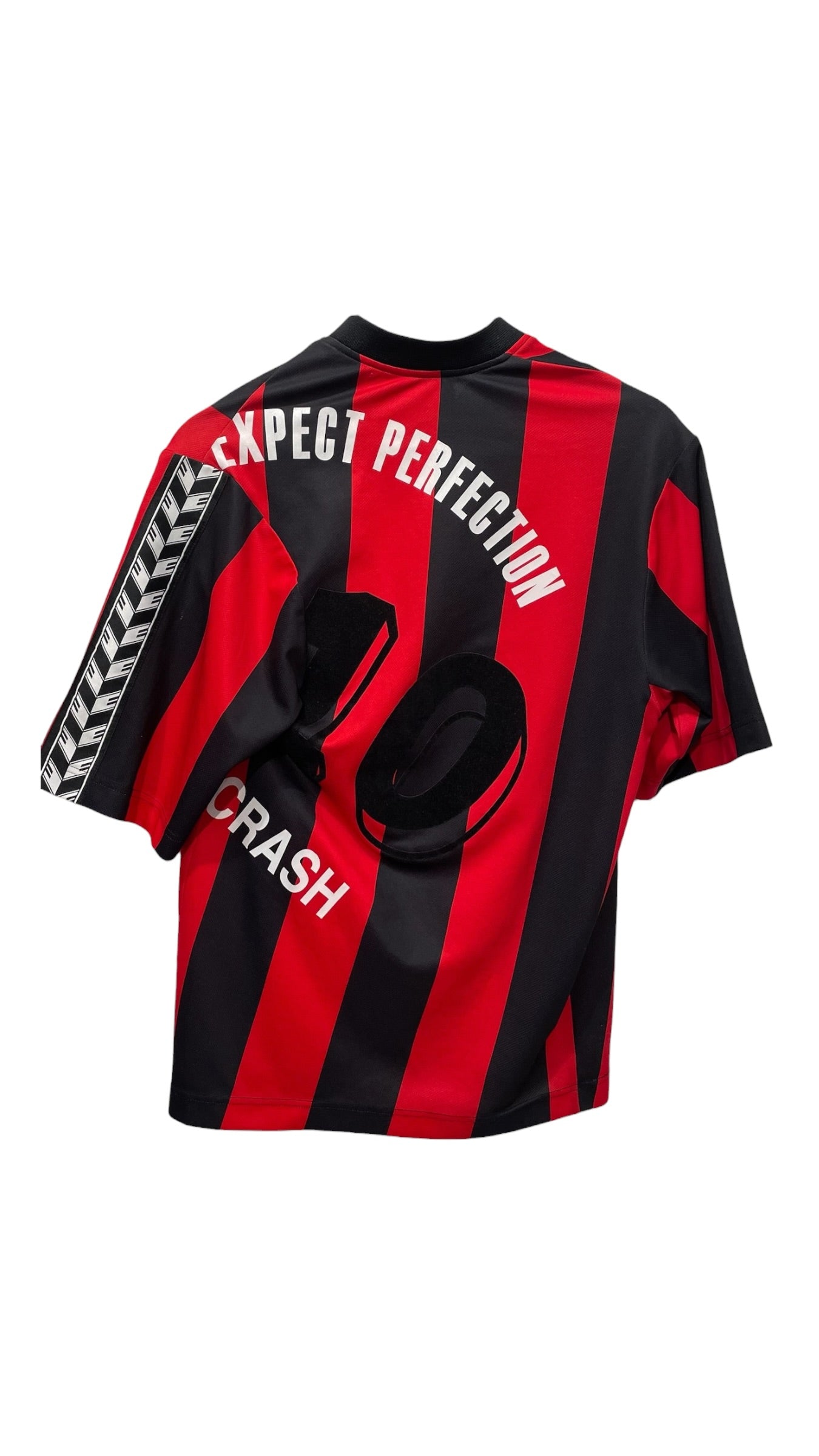 MARTINE ROSE/T-Shirt/XS/Nylon/BLK/Stripe/Black & red jersey view 2