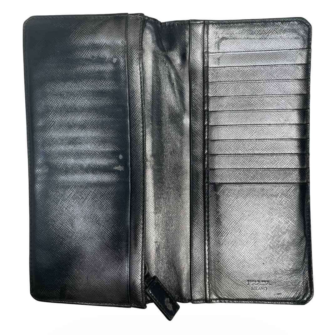PRADA/Long Wallet/Leather/BLK/M's/METALLIC INNER FLAT WALLET view 5
