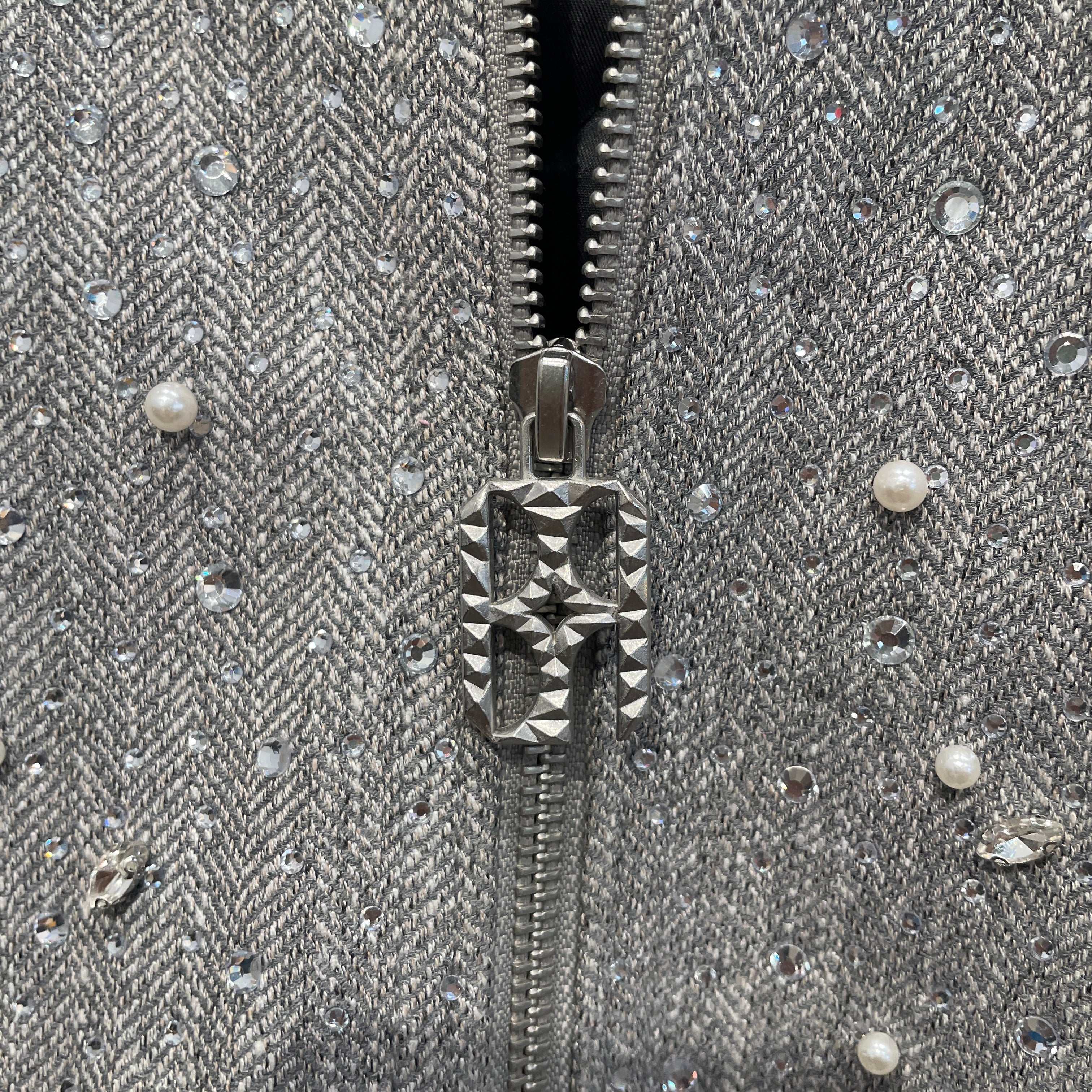 Birth Of Royal Child/Jacket/M/Rayon/GRY/TWEED RHINESTONE JACKET view 6
