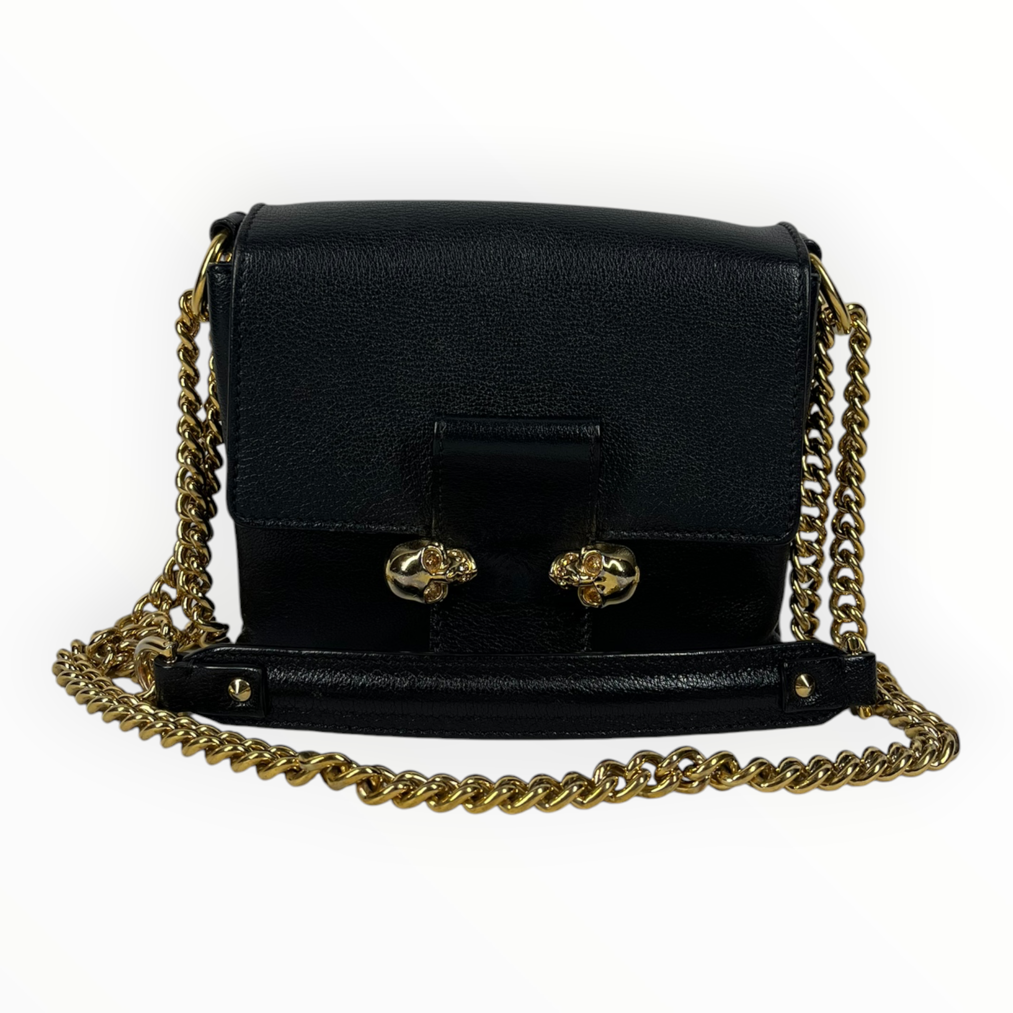 Alexander McQueen/Hand Bag/Leather/BLK/gold skulls view 1