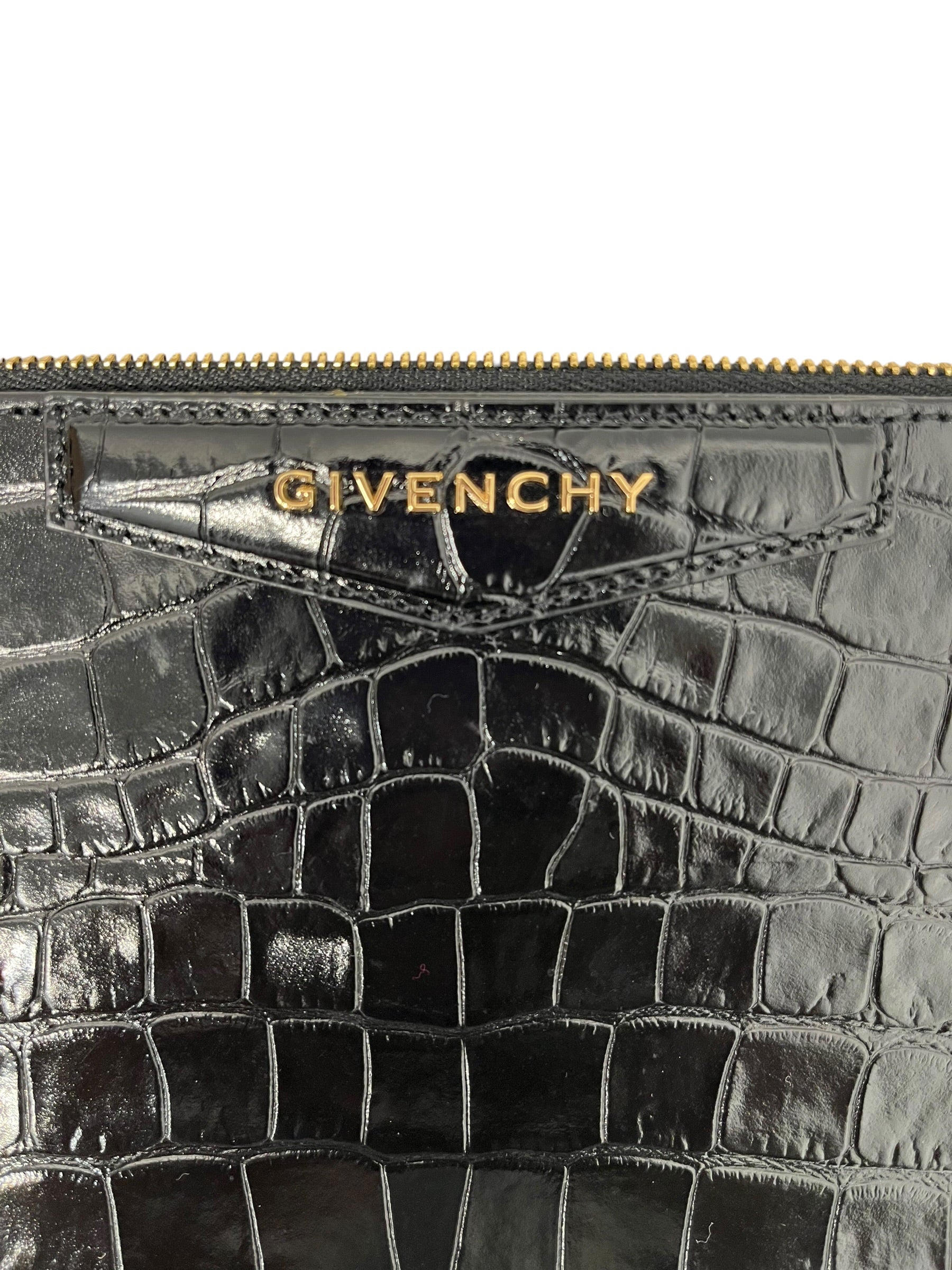 GIVENCHY/Pouch/Leather/BLK/LEATHER CLUTCH GATOR PRINT BLK view 5