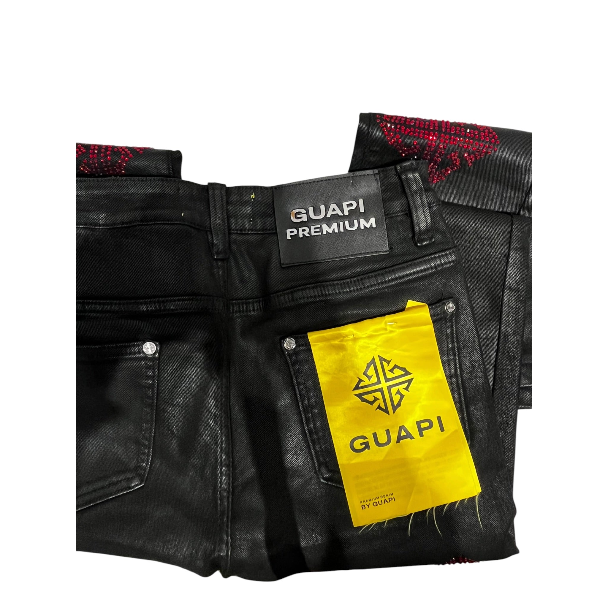 GUAPI/Bootcut Pants/30/BLK/bedazzled design view 3