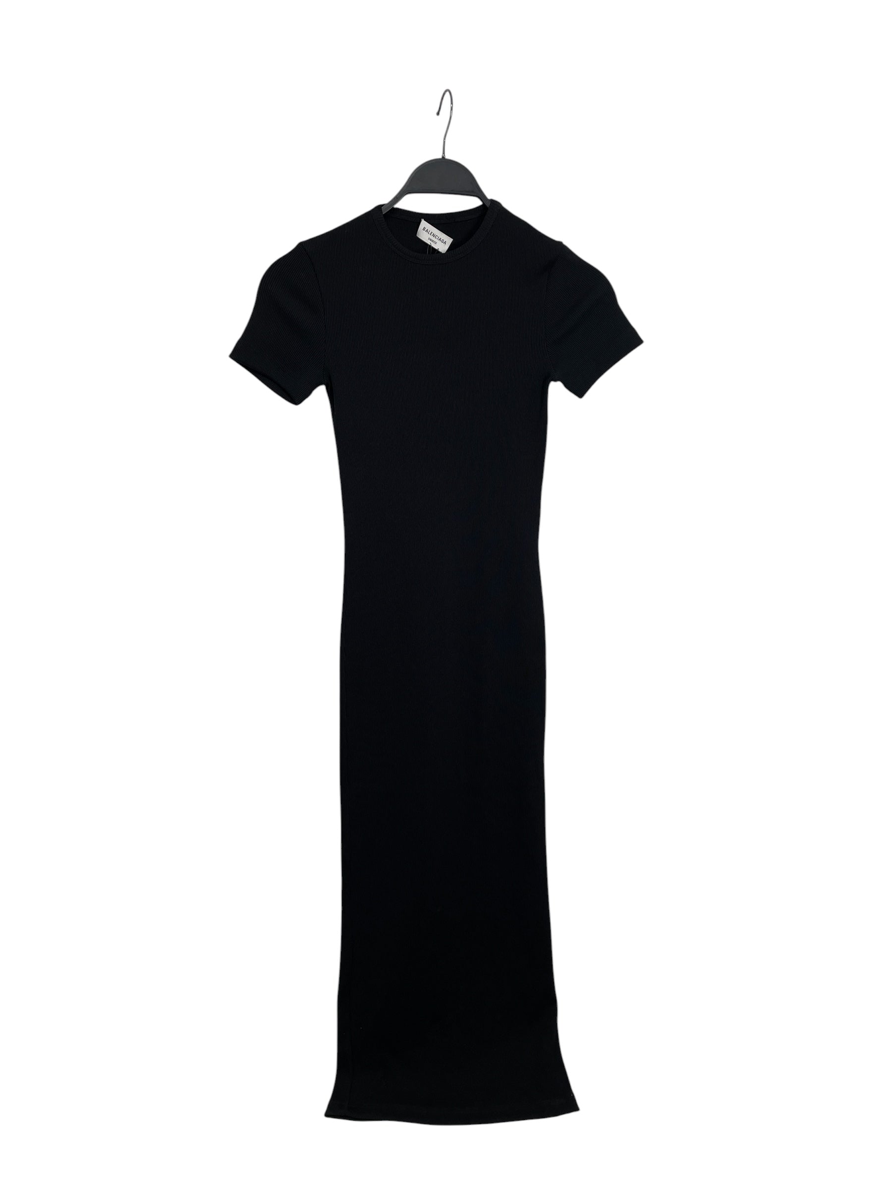BALENCIAGA/SS Dress/XS/Polyester/BLK/2021 RIBBED DRESS LONG view 1