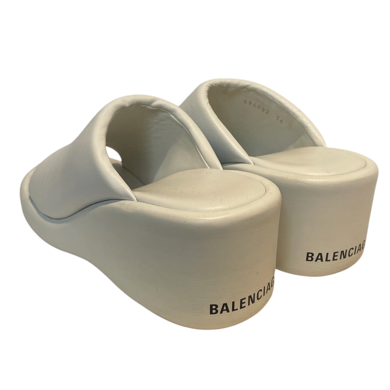 BALENCIAGA/Sandals/EU 36/Leather/WHT/HEEL, BALENCIAGA ON BACK view 2