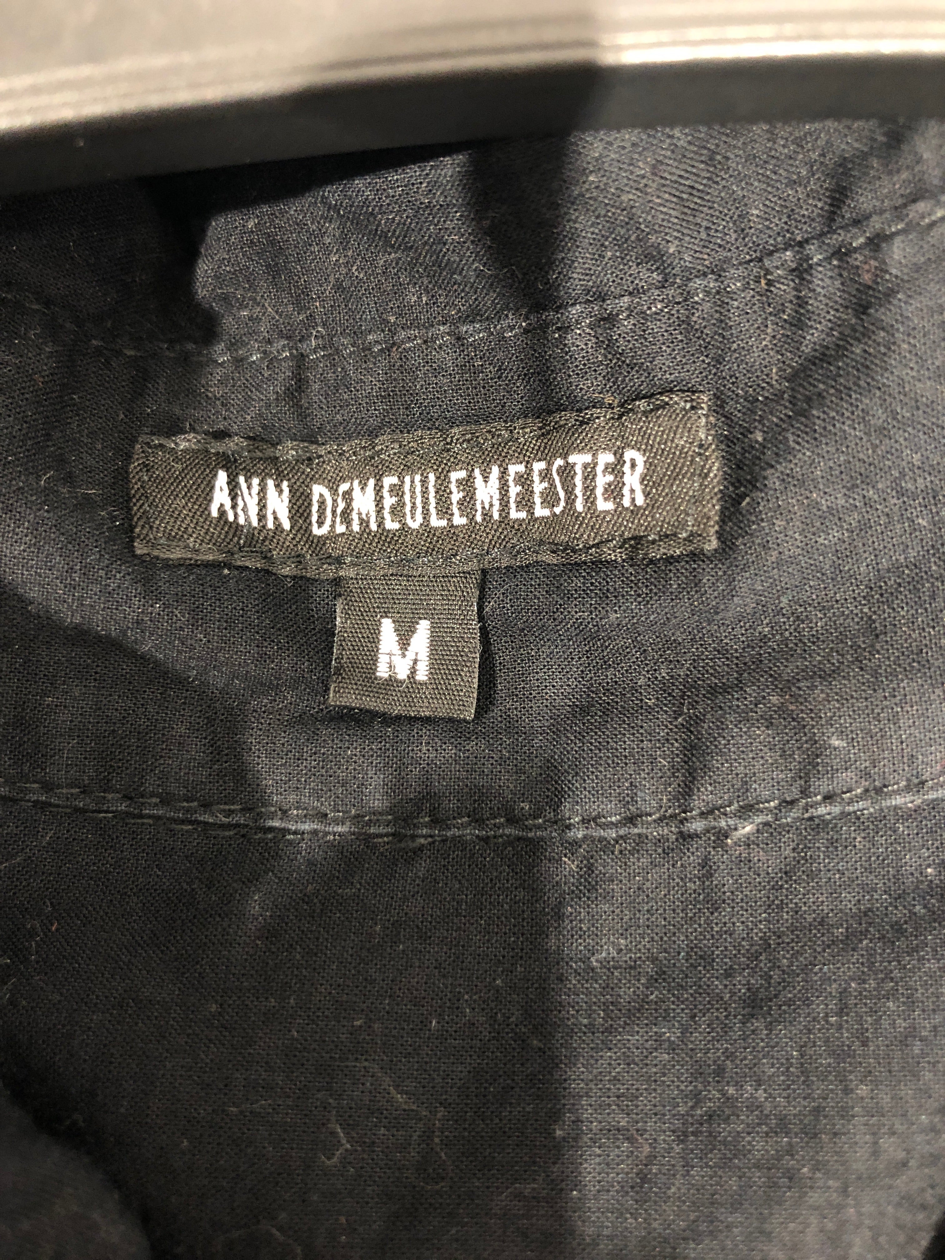 ANN DEMEULEMEESTER/LS Shirt/M/Cotton/BLK/long af button up view 3
