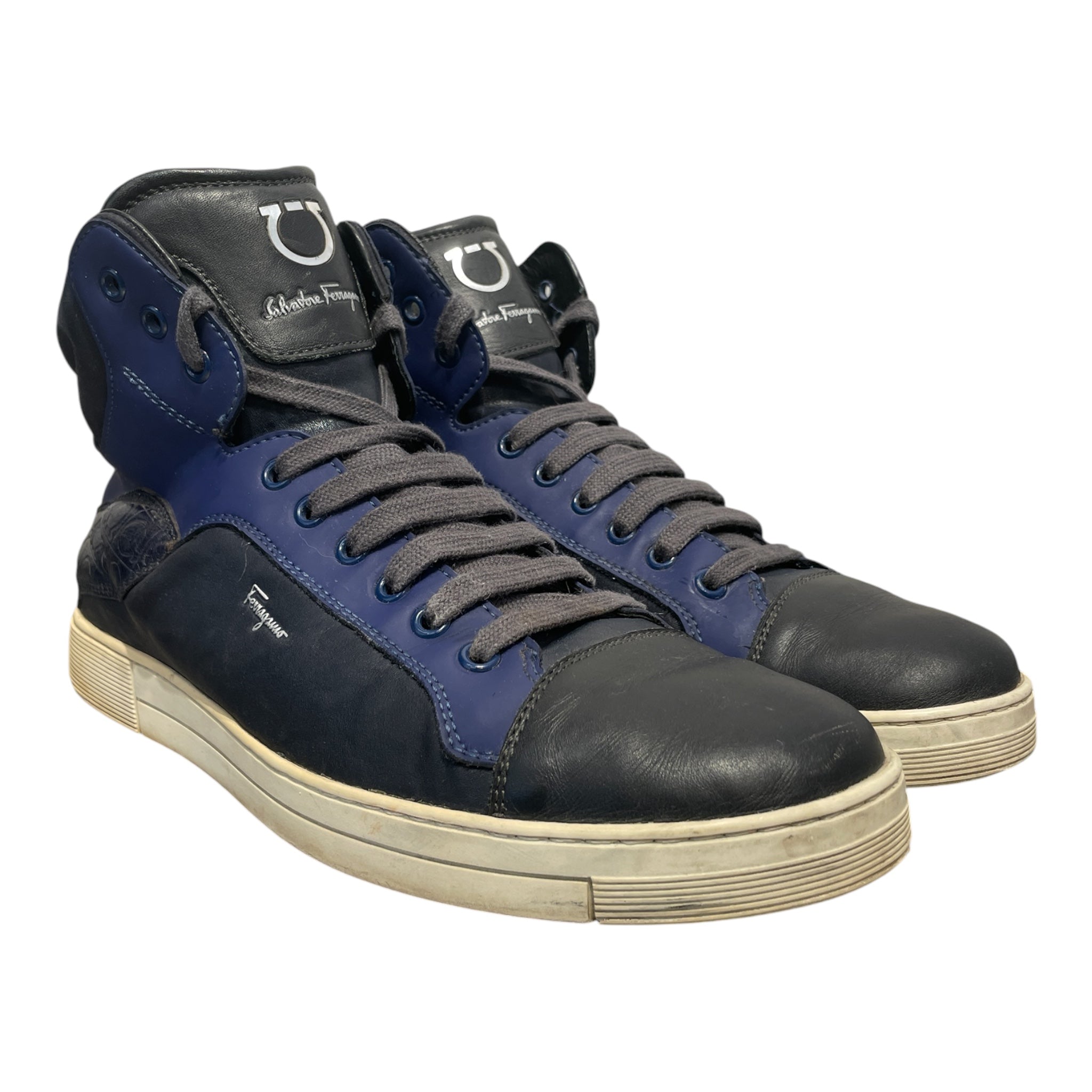 Salvatore Ferragamo/Hi-Sneakers/US 7.5/Leather/NVY/