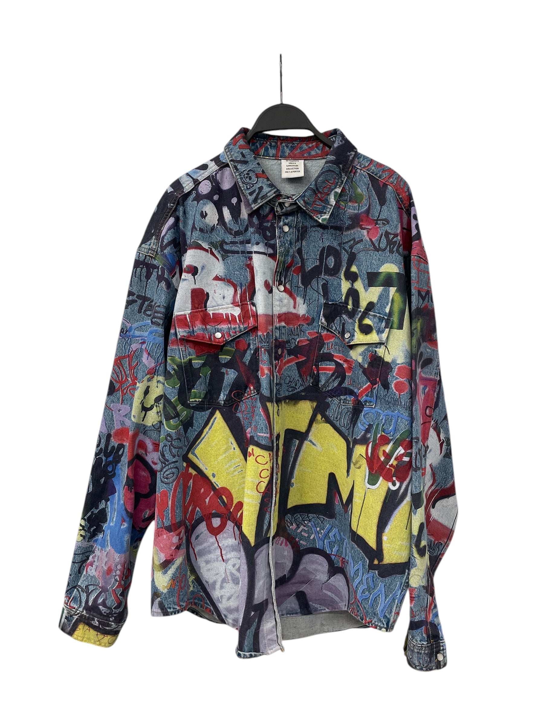 VETEMENTS/Denim JKT/Denim/IDG/All Over Print/UE52H920N/GRAFITTI VETEMENTS JACKET view 1