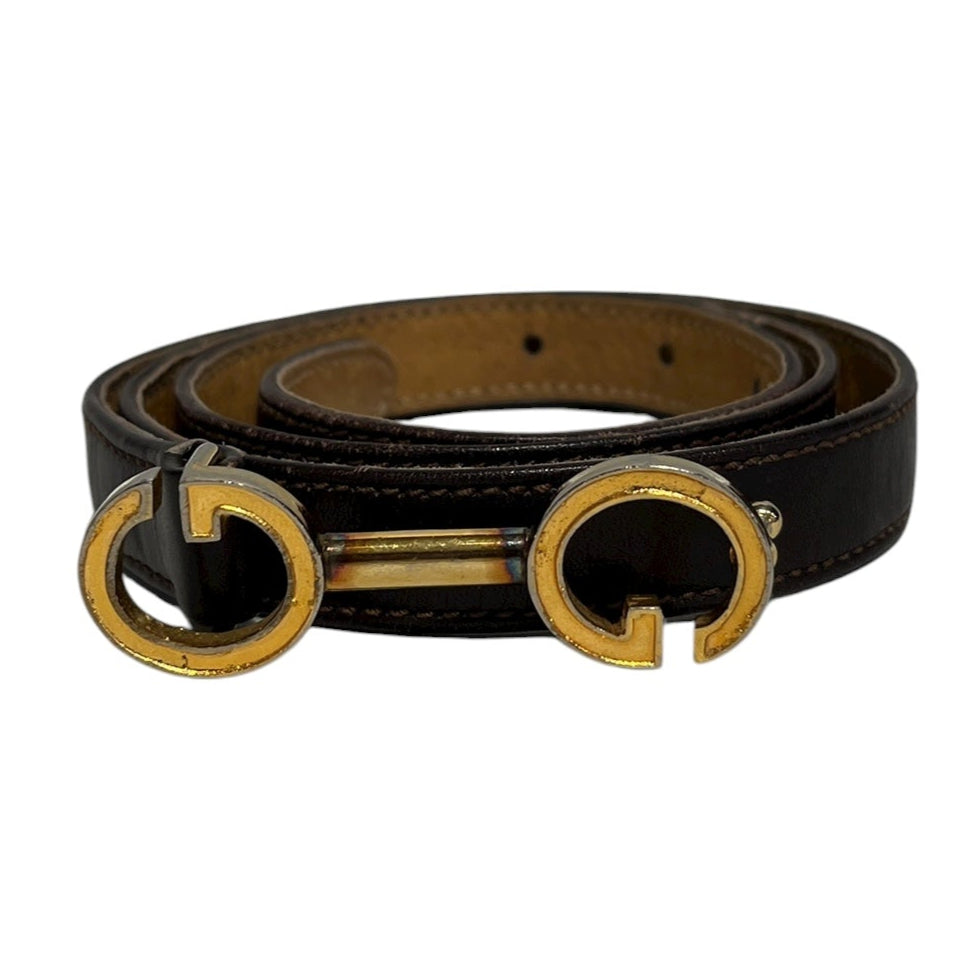GUCCI/Belt/Leather/BRW/SMALL GOLD HARD WARE TWO GS view 1