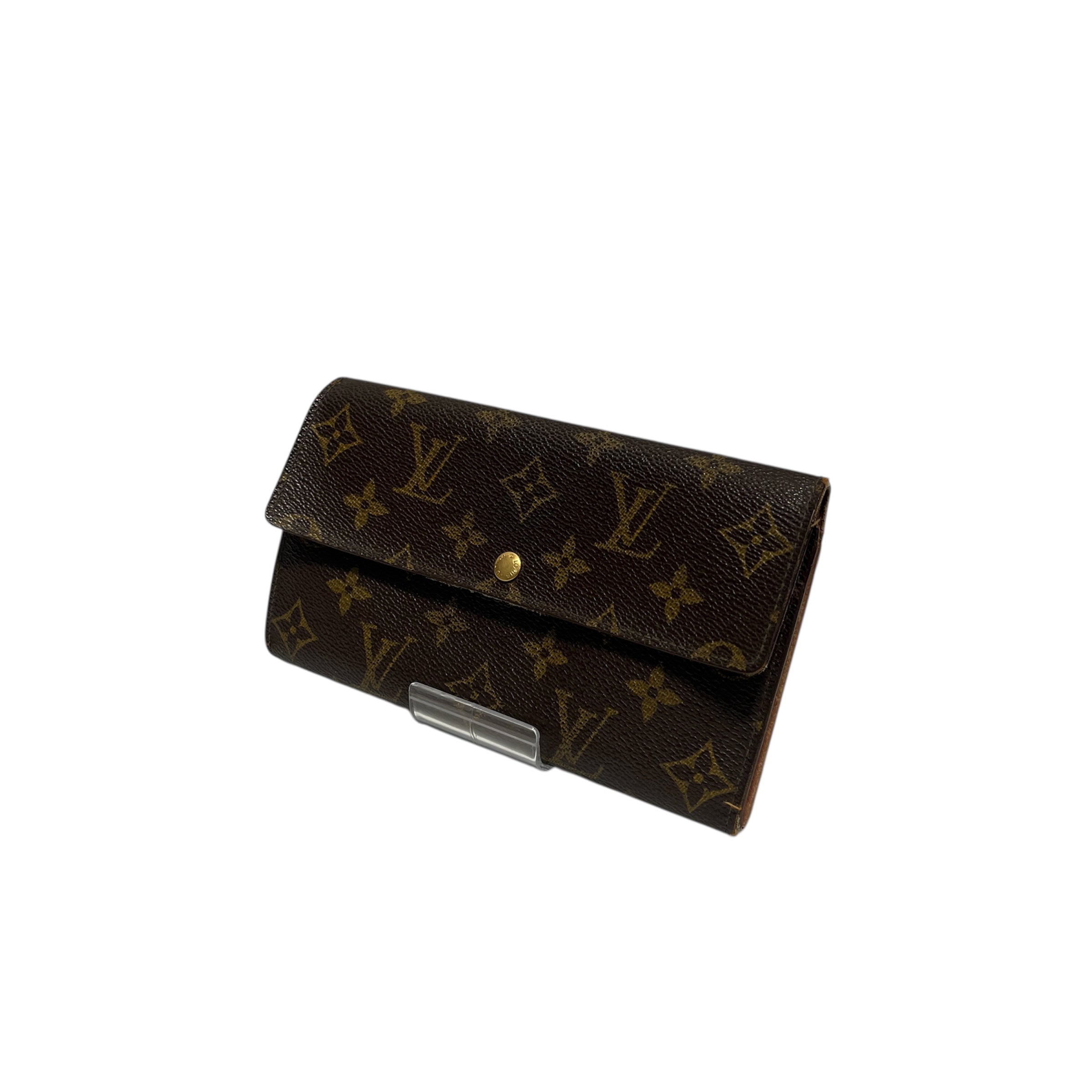 LOUIS VUITTON/Long Wallet/Monogram/Leather/BRW/GOLD BUTTON ON FRONT view 1