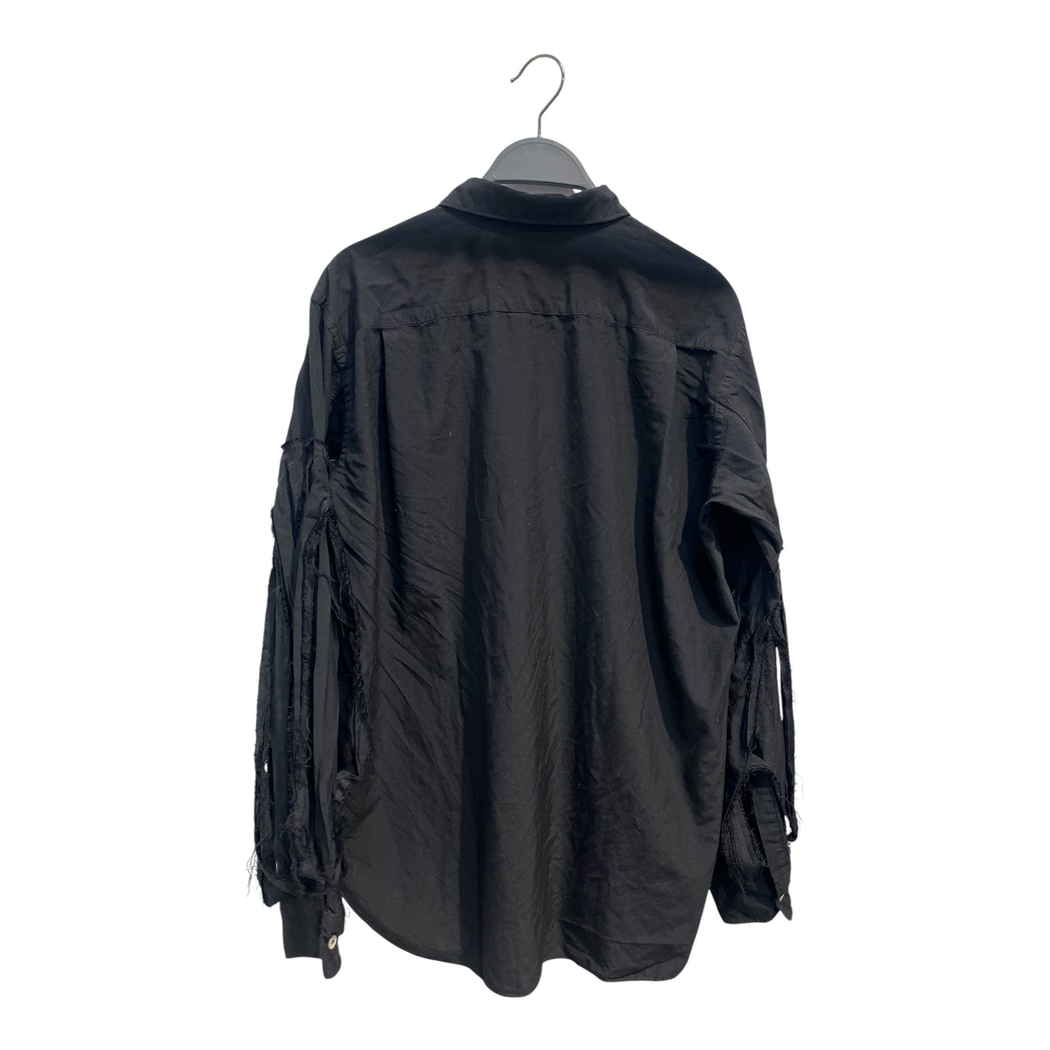 COMME des GARCONS HOMME PLUS/LS Shirt/S/Cotton/BLK/FRAYED STRIP SLEEVE BUTTON UP view 2