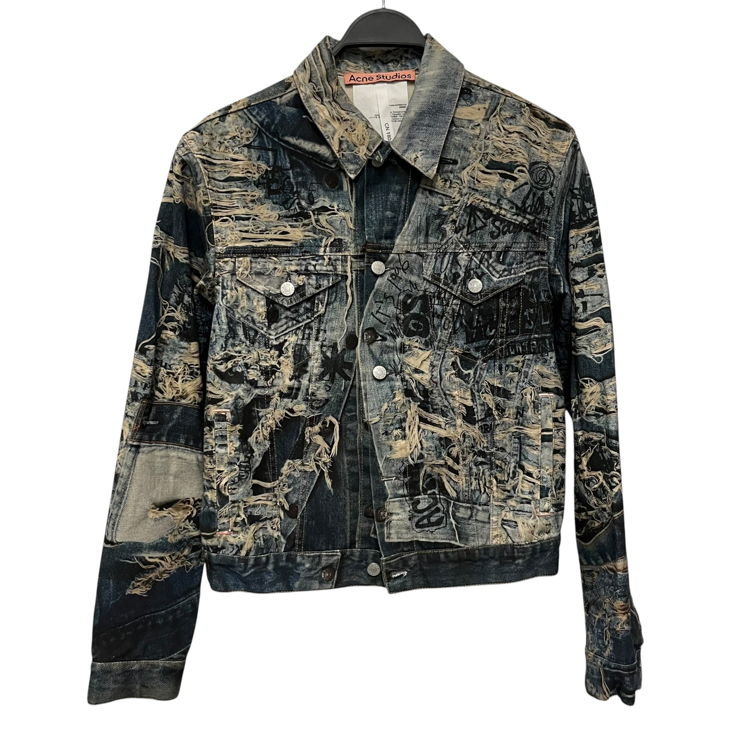 Acne Studios/Souvenir Jkt/M/Cotton/BLU/All Over Print/scribble view 1