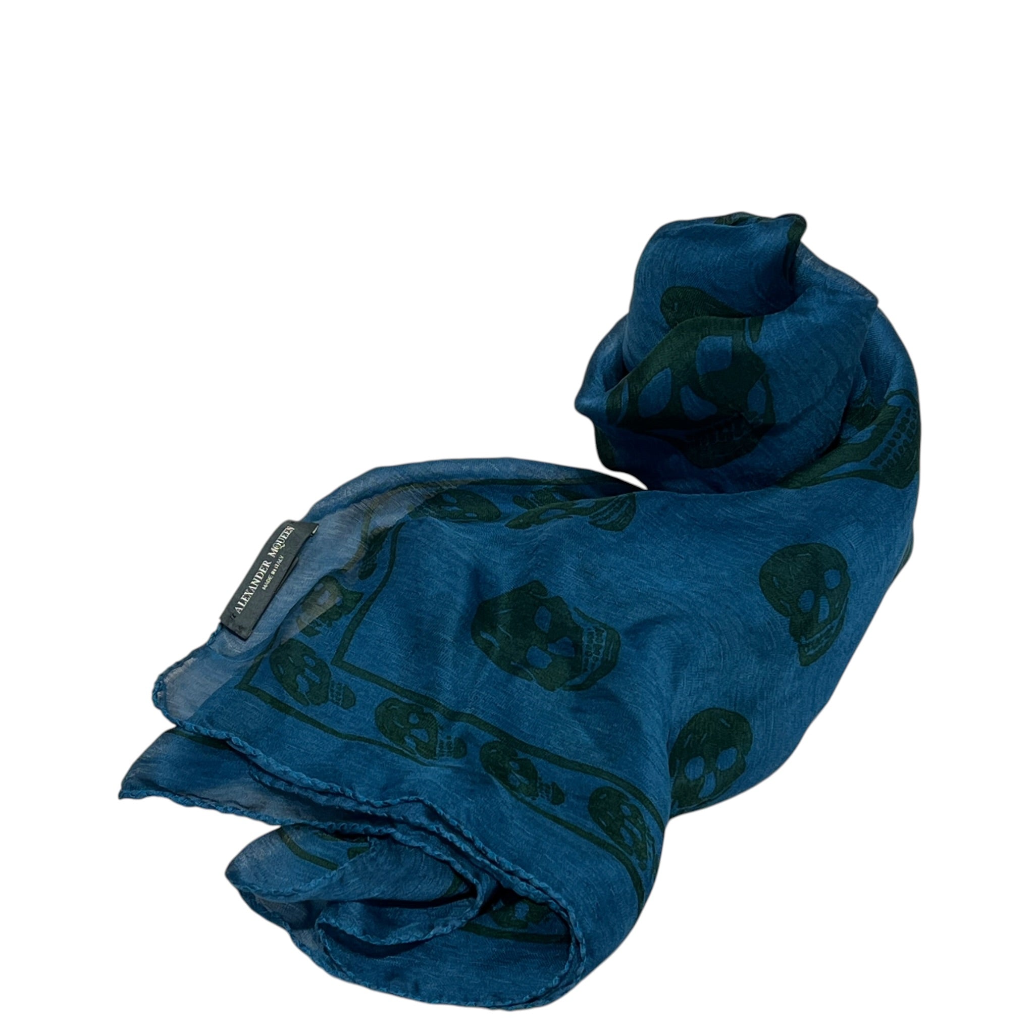 Alexander McQueen/Scarf/Monogram/Silk/BLU/M's/BLUE GREEN SKULL view 1