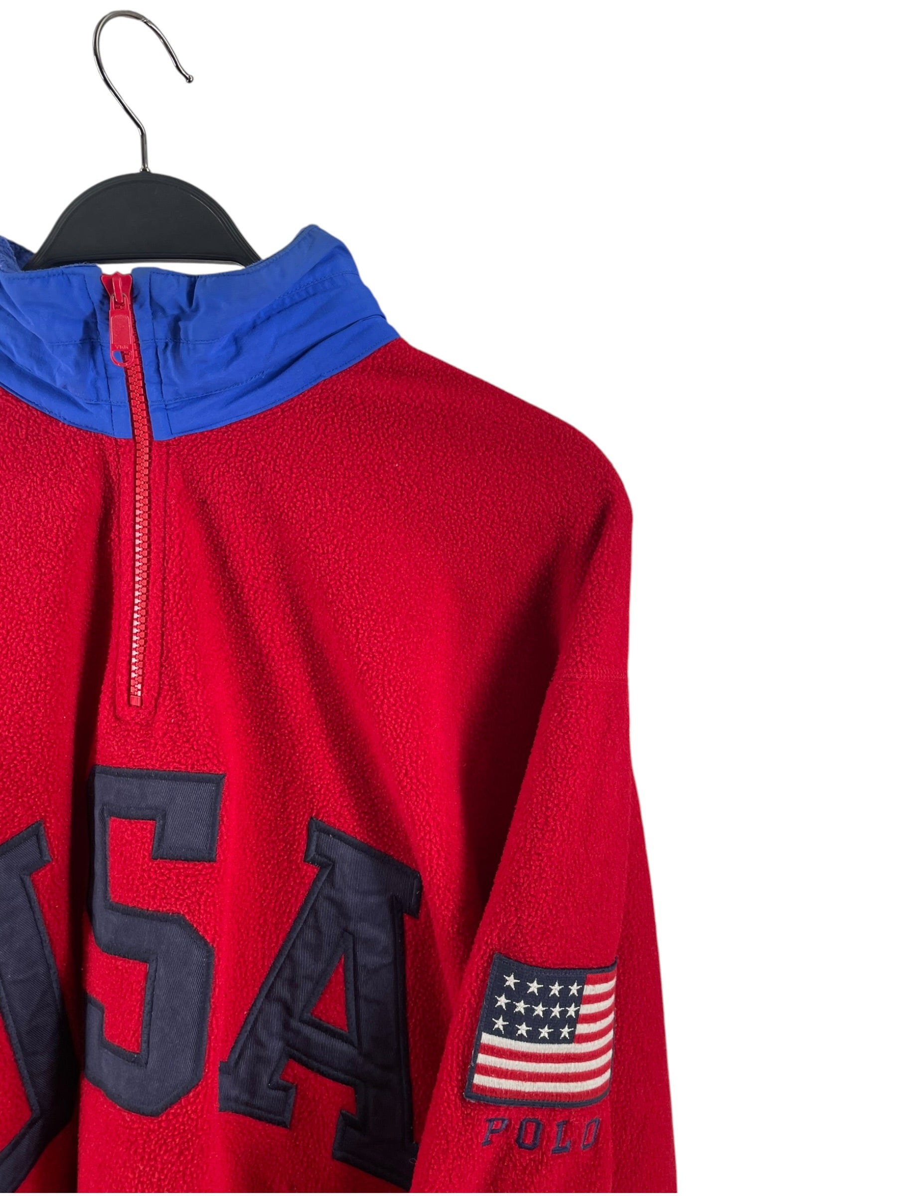 POLO RALPH LAUREN/Fleece Jkt/M/Polyester/RED/VTG 90S POLO RL SUPERMAN FLEEC view 4