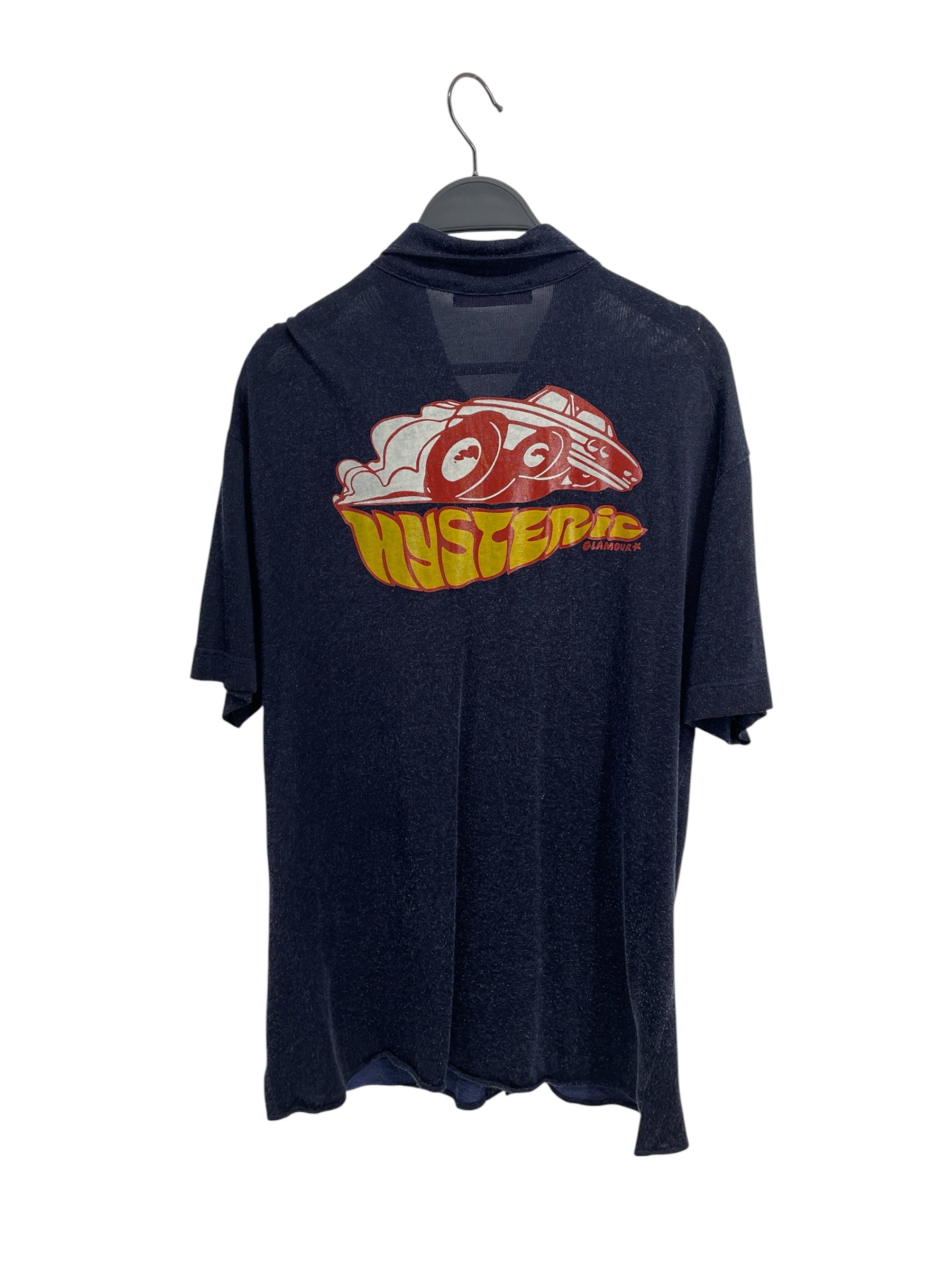 HYSTERIC GLAMOUR/SS Shirt/M/Cotton/NVY/revving car back graphic view 3