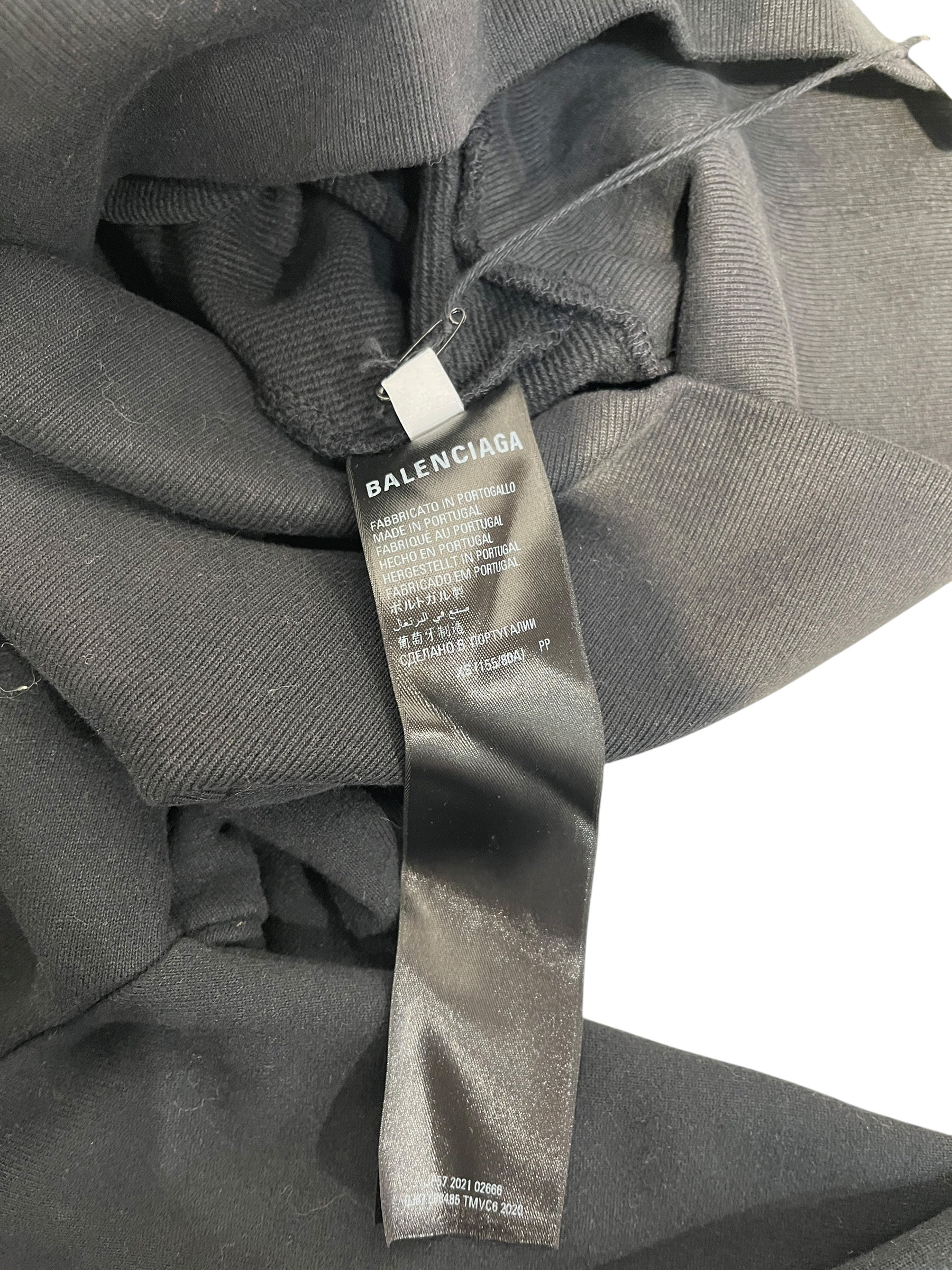 BALENCIAGA/Hoodie/XS/Cotton/BLK/Pullover/undersized/cropped plain hoodi view 3