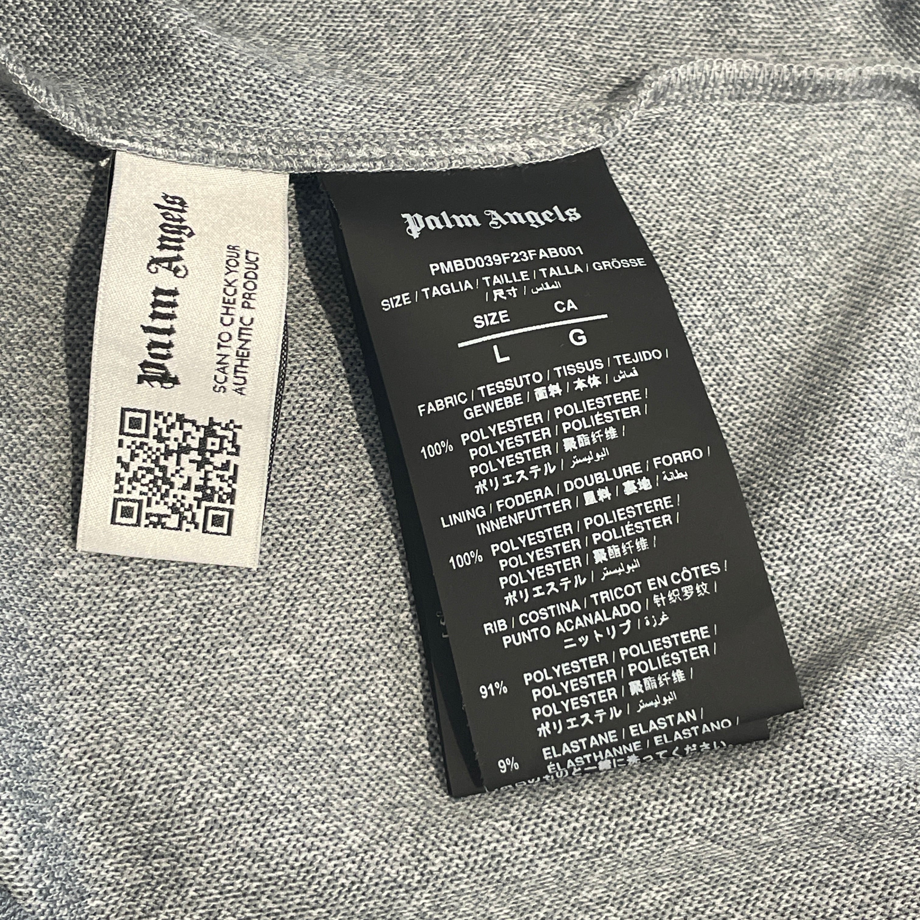 Palm Angels/Jacket/L/Polyester/GRY/Stripe/HALF ZIP UP JKT view 4