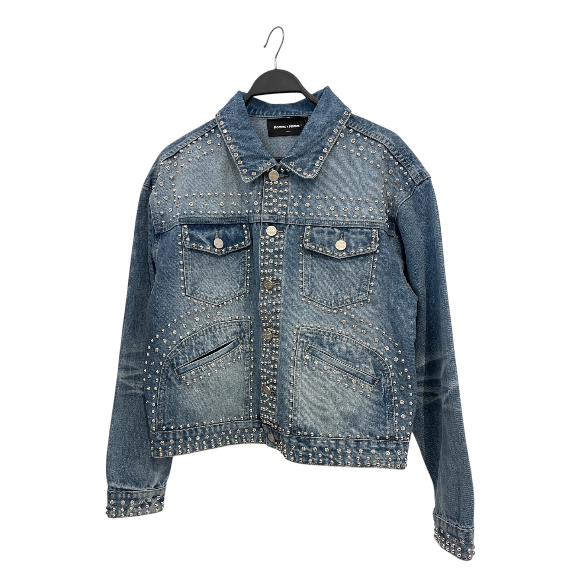 HOMME + FEMME/Denim Jkt/S/Cotton/BLU/All Over Studded view 1