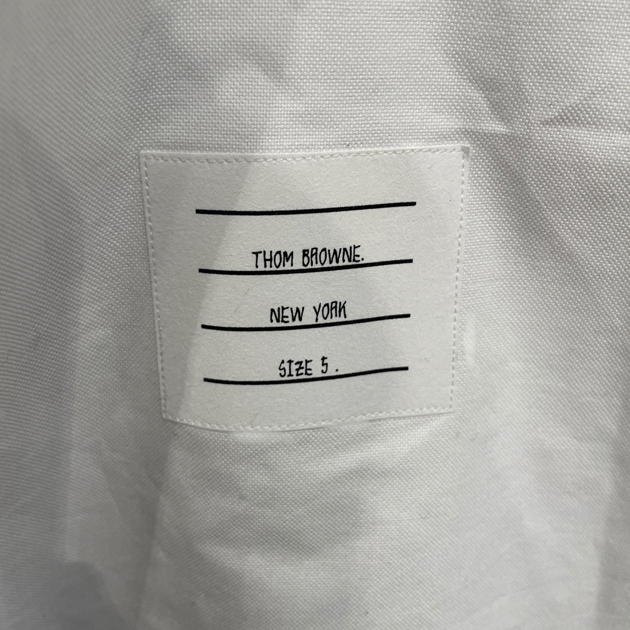THOM BROWNE. NEW YORK/LS Shirt/5/Cotton/WHT/4 STRIPES LEFT SLEEVES view 3