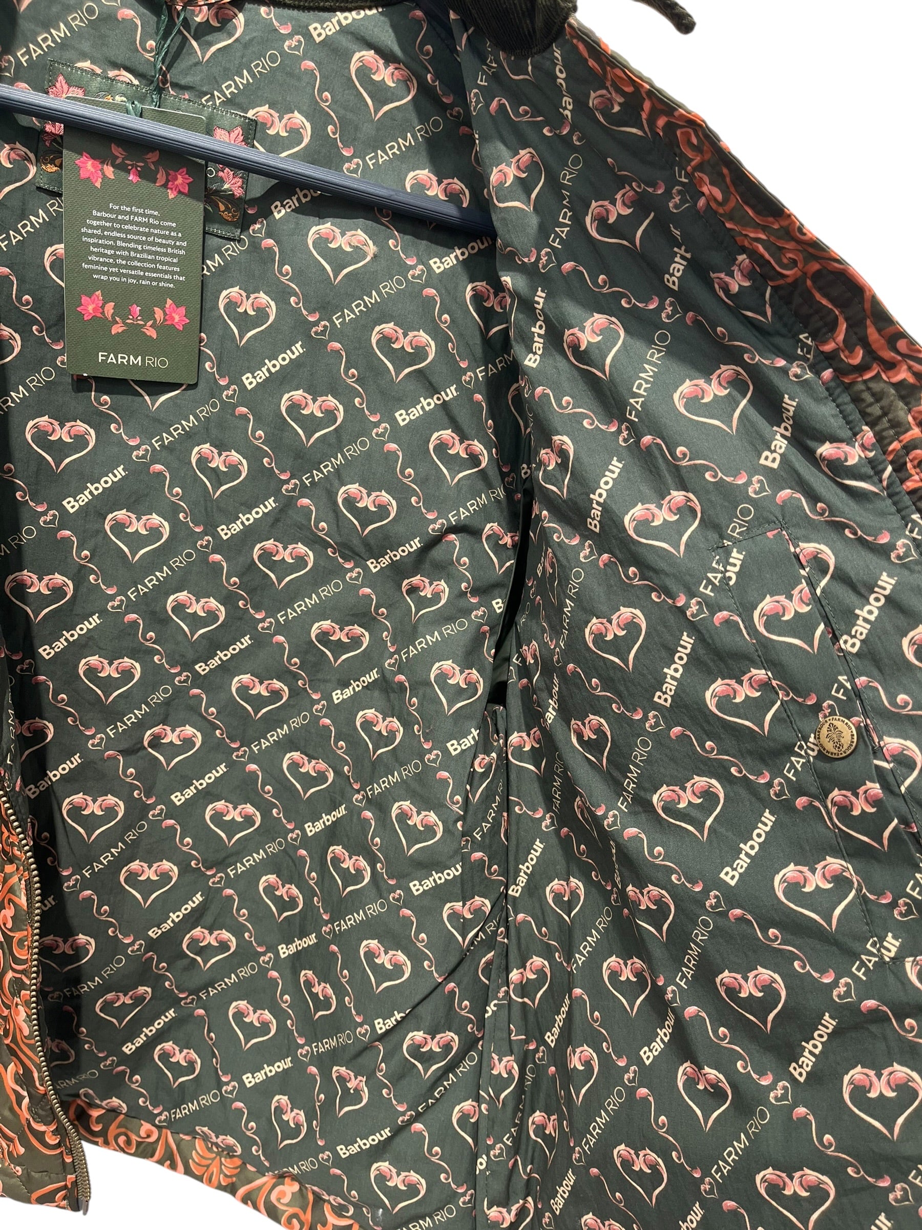 FARM Rio/Barbour/Jacket/S/Floral Pattern/Nylon/GRN/FLORAL QUILTED CROPPED JTK view 4
