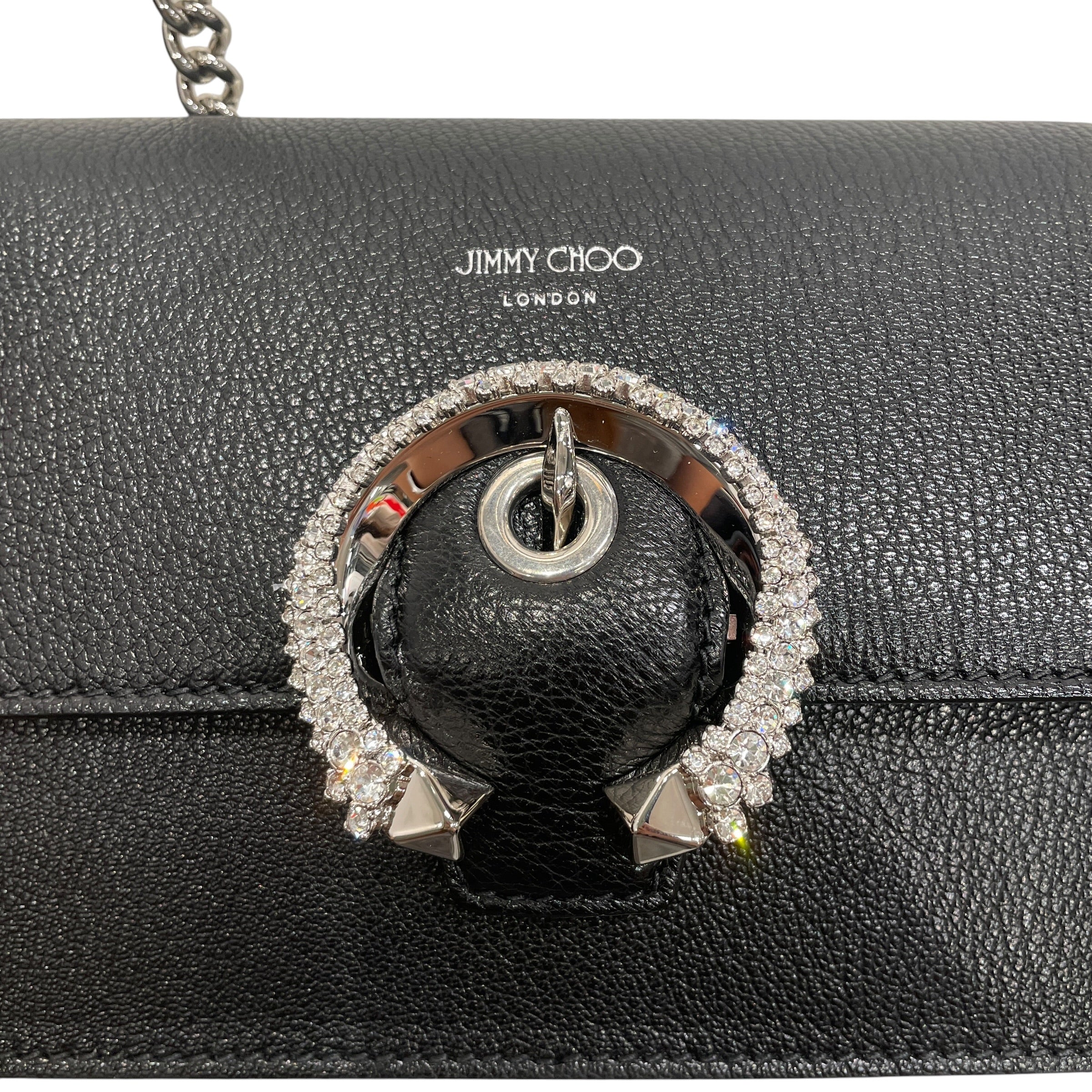 JIMMY CHOO/Cross Body Bag/Leather/BLK/DIAMOND COVERED BUCKLE view 4