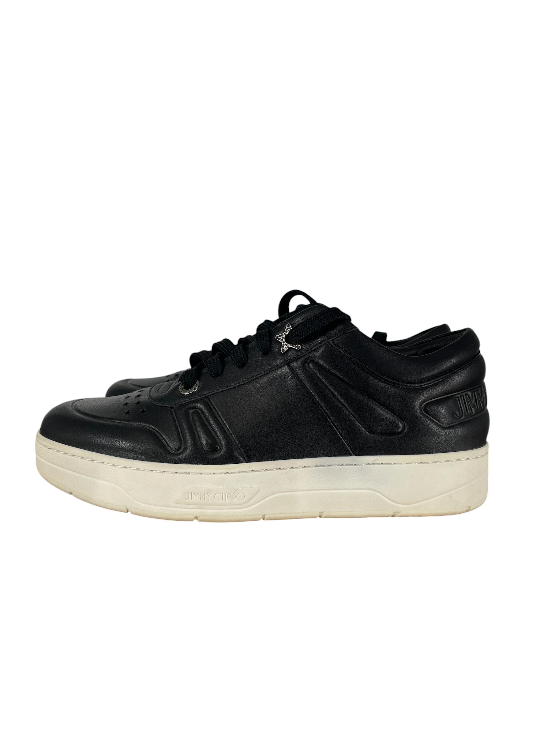 JIMMY CHOO/Low-Sneakers/EU 40/Leather/BLK/STAR DESIGN view 4