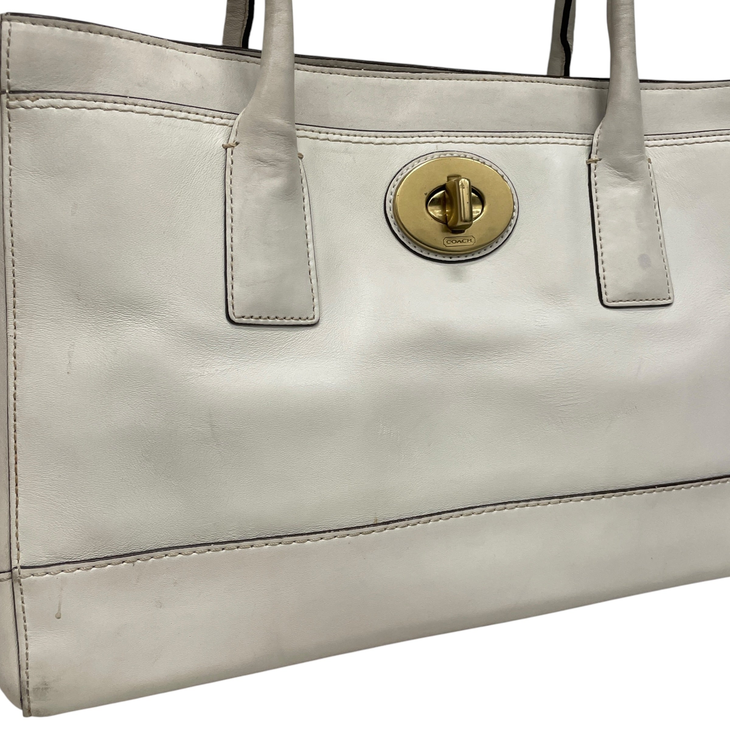 COACH/Tote Bag/Leather/WHT/VINTAGE TURNLOCK MADELINE view 2