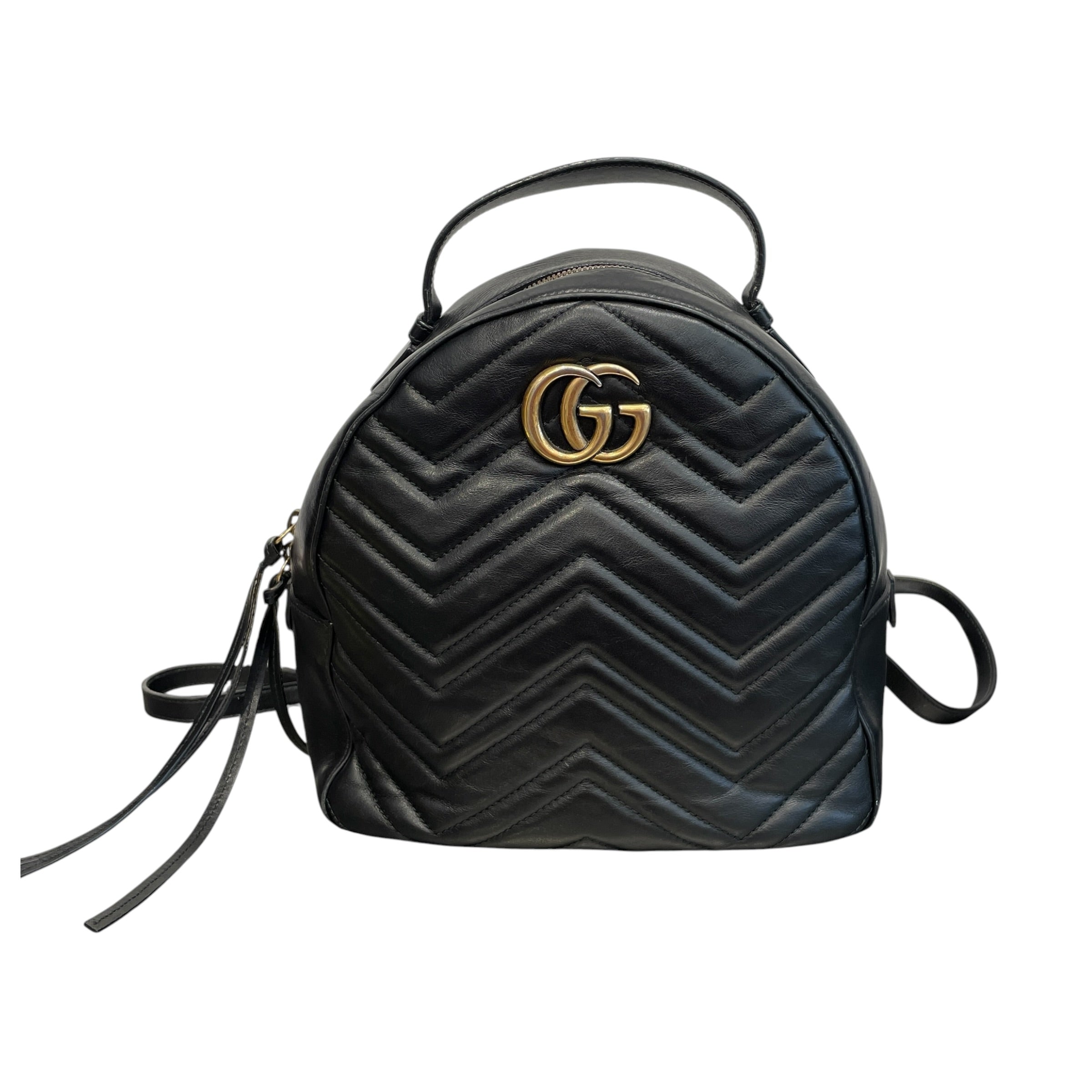 GUCCI/Backpack/Leather/BLK/gg small marmont backpack view 1