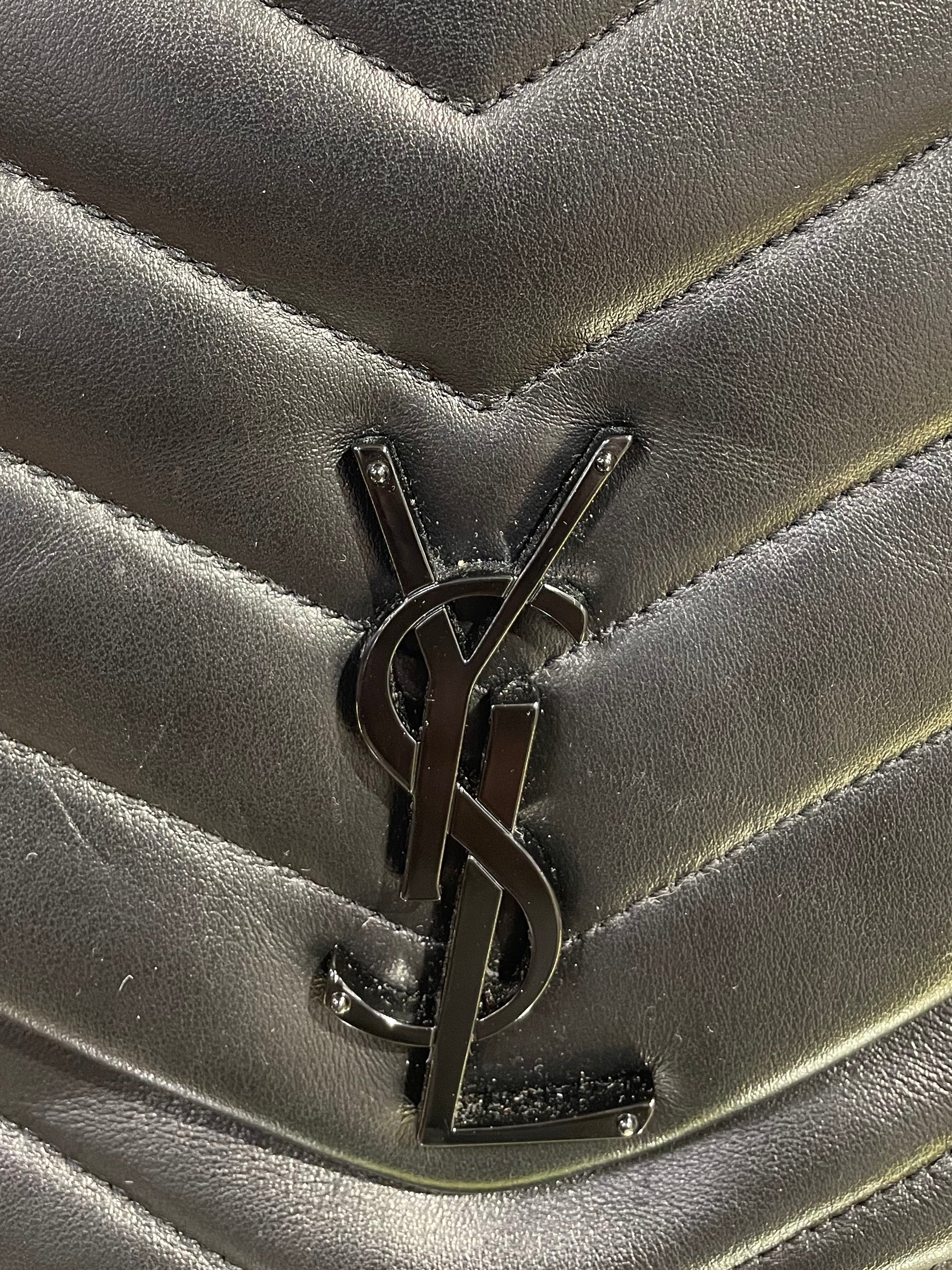 YVES SAINT LAURENT/Cross Body Bag/Leather/BLK/LG Loulou Quilted BLK Hardware view 8