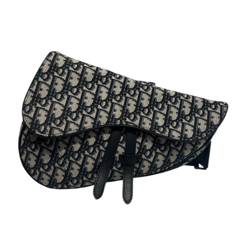 Christian Dior/Cross Body Bag/Monogram/Cotton/BLU/SADDLE BAG