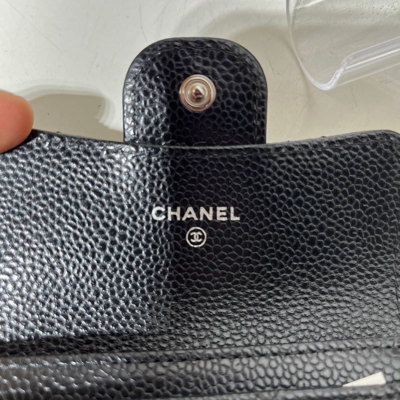 CHANEL/Bifold Wallet/Leather/BLK/CARDHOLDER