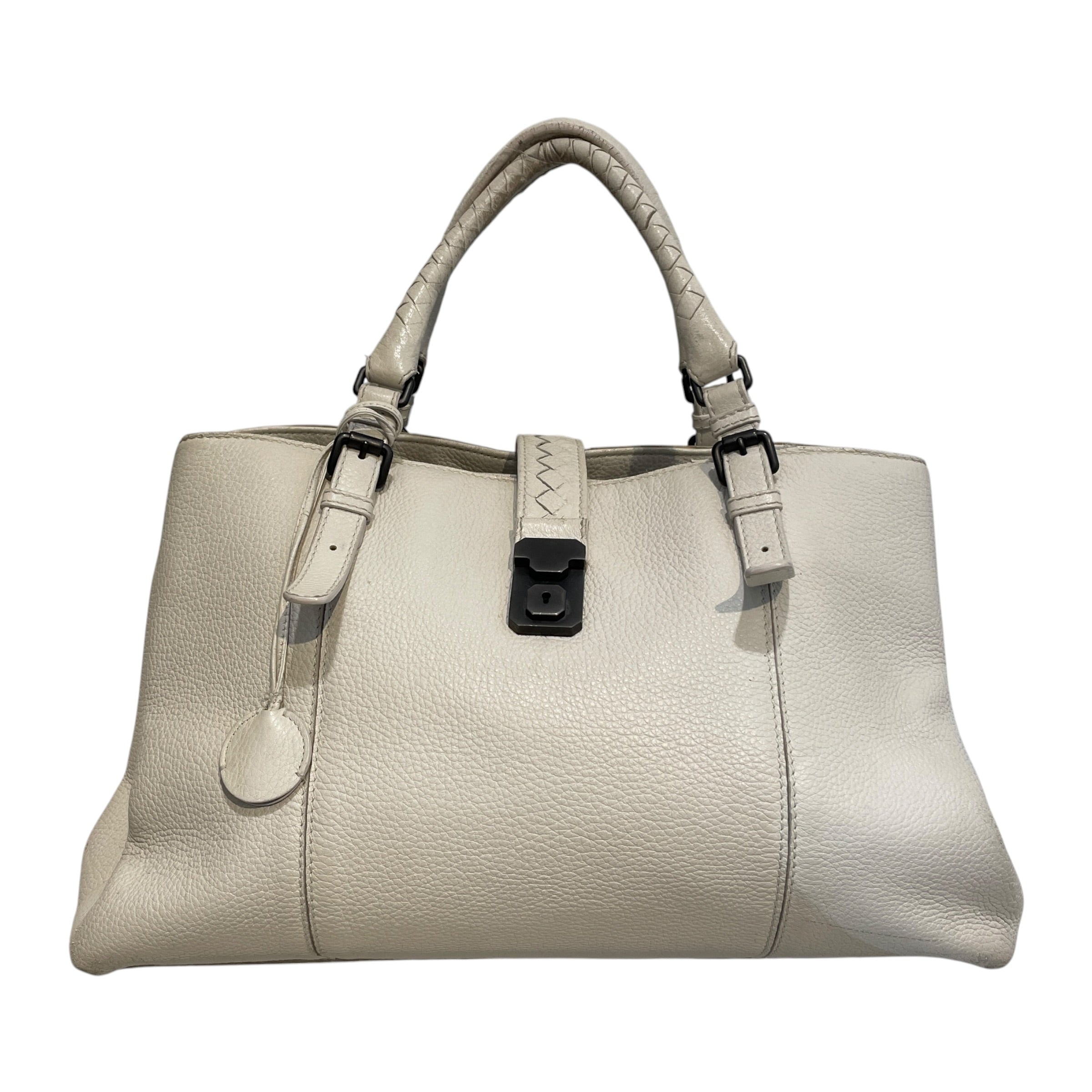 BOTTEGA VENETA/Hand Bag/Leather/CRM/Intrecciato Roma Satchel view 1