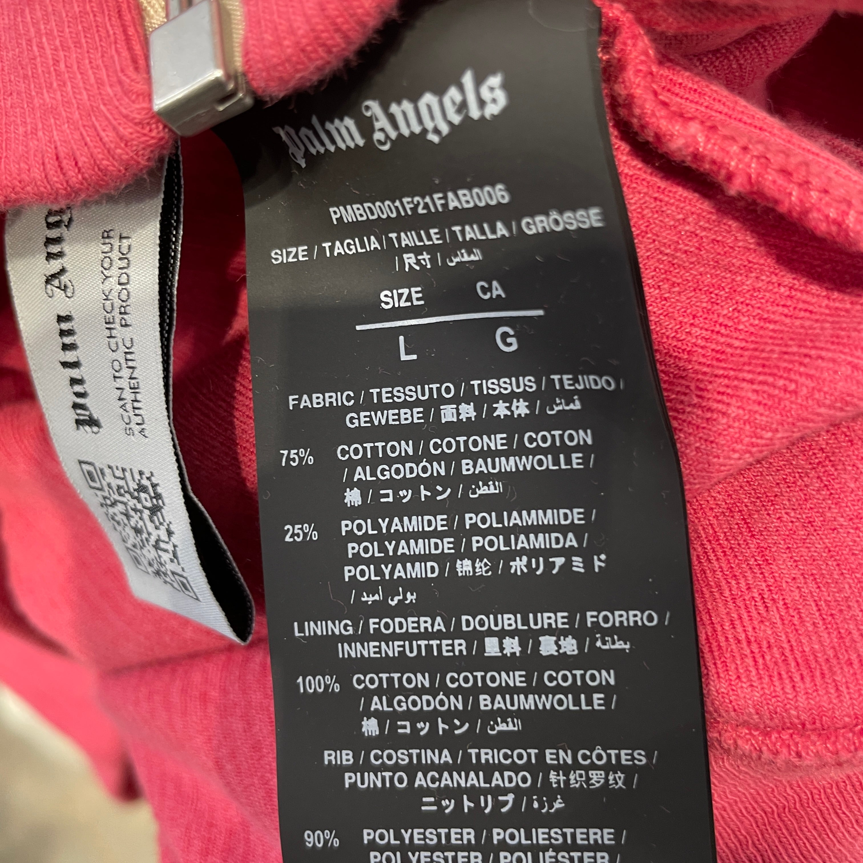 PALMANGELS/Zip Up Hoodie/L/Velour/PNK/ZIPUPTRACK/SLEEVESLINE view 3